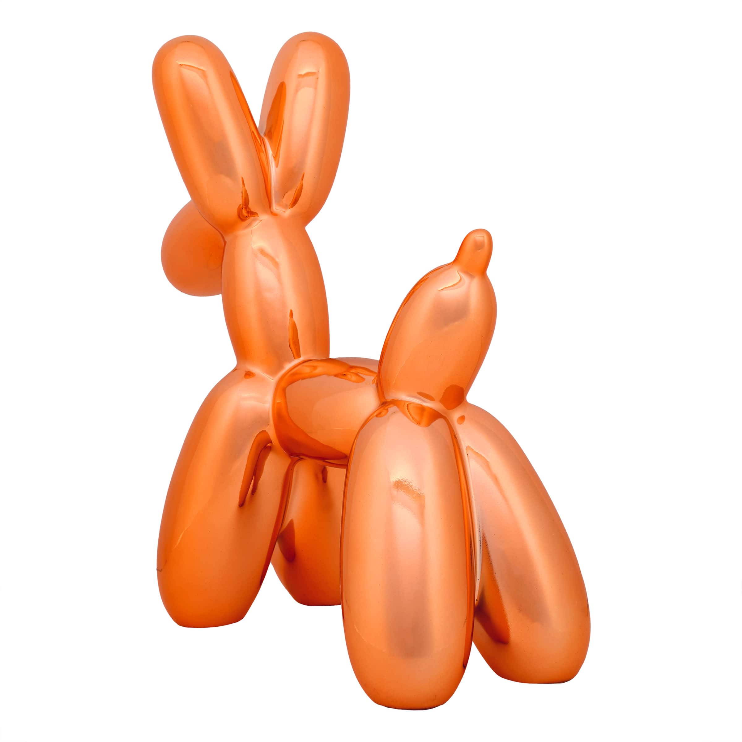 11&#x22; Electroplated Orange Balloon Dog Figurine