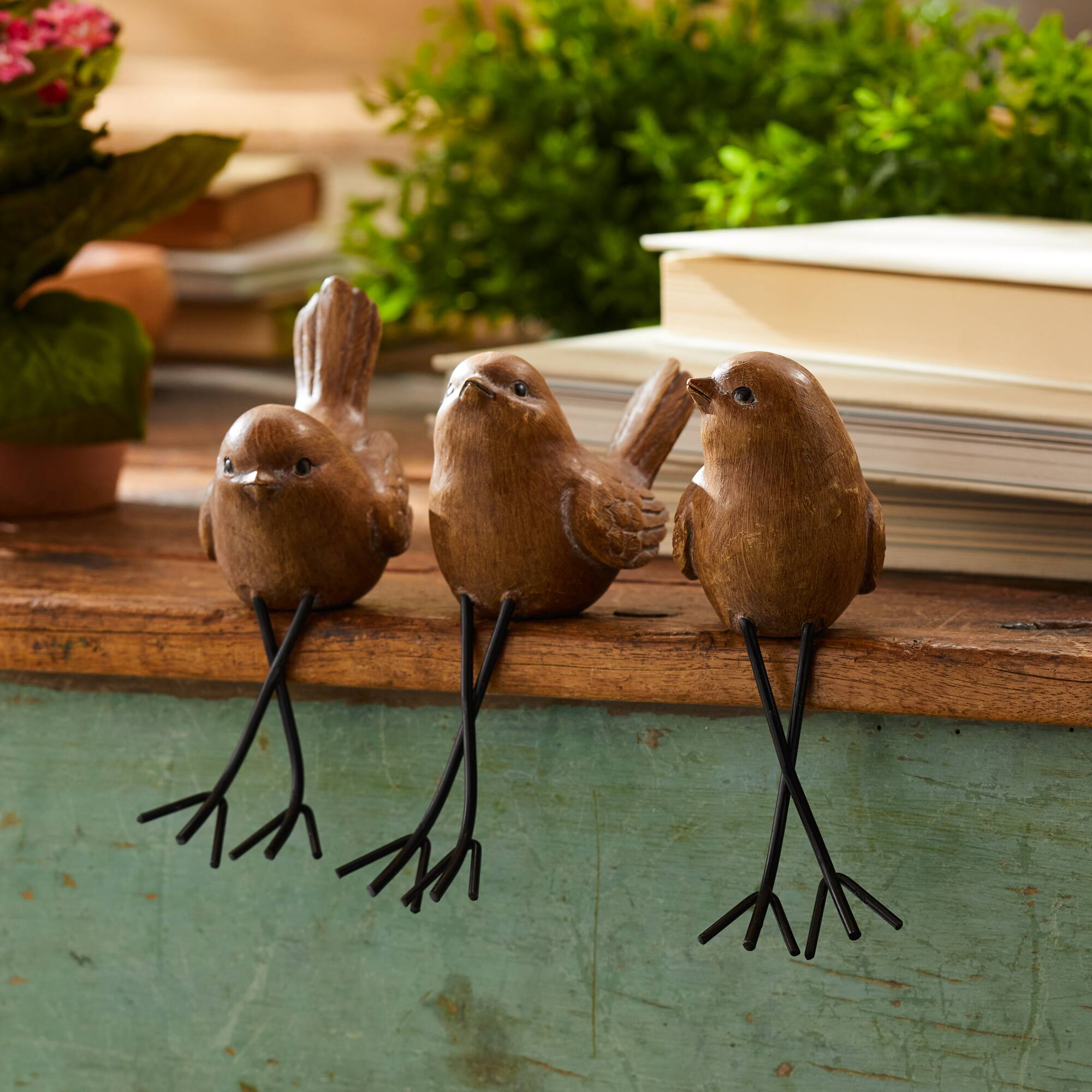 Etched Bird Shelf Sitter Set