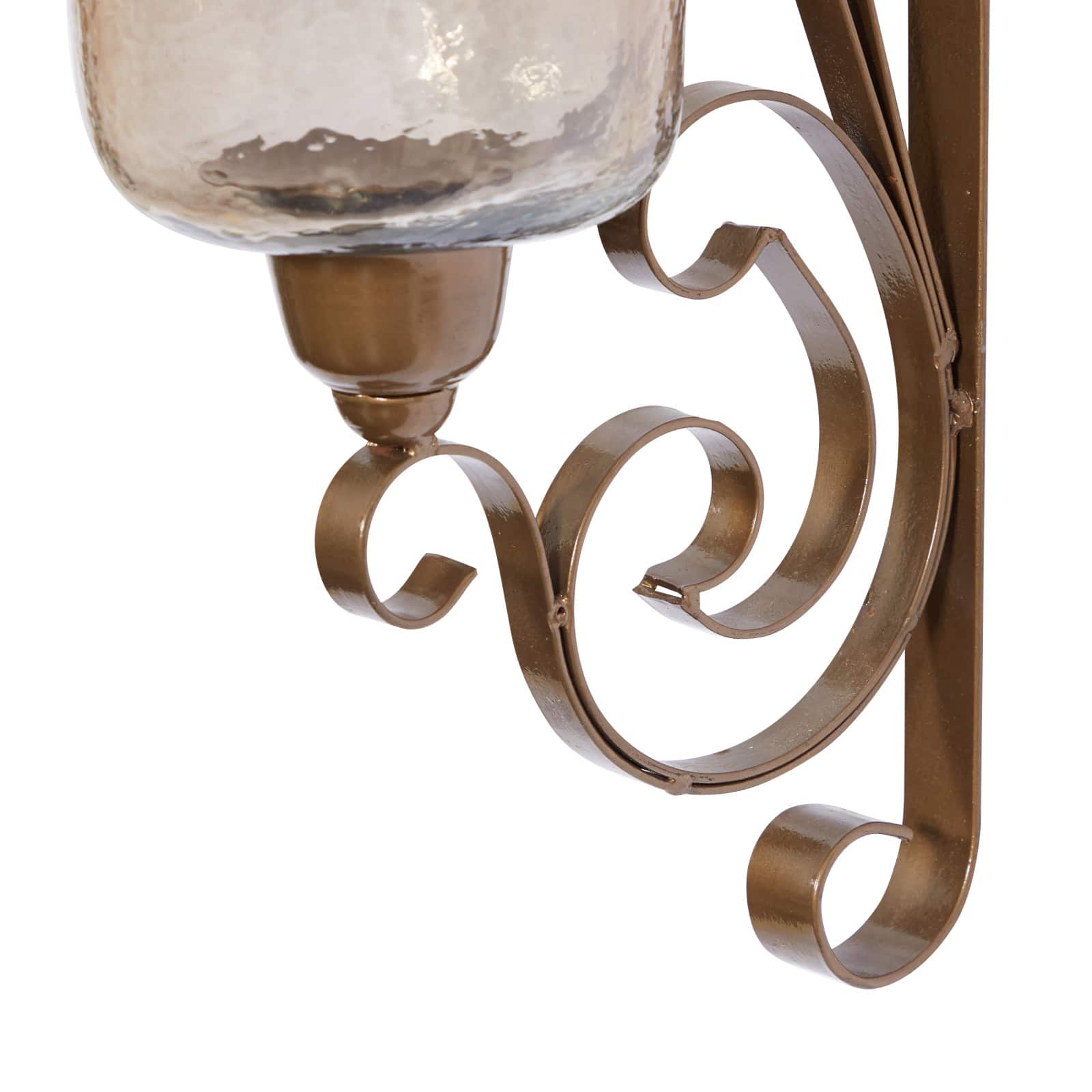 Brown Iron Traditional Candle Wall Sconce, 20&#x22; x 11&#x22; x 7&#x22;
