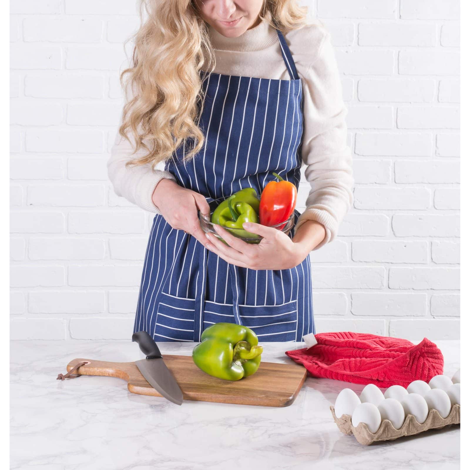 DII® Nautical Blue Pinstripe Chef Apron