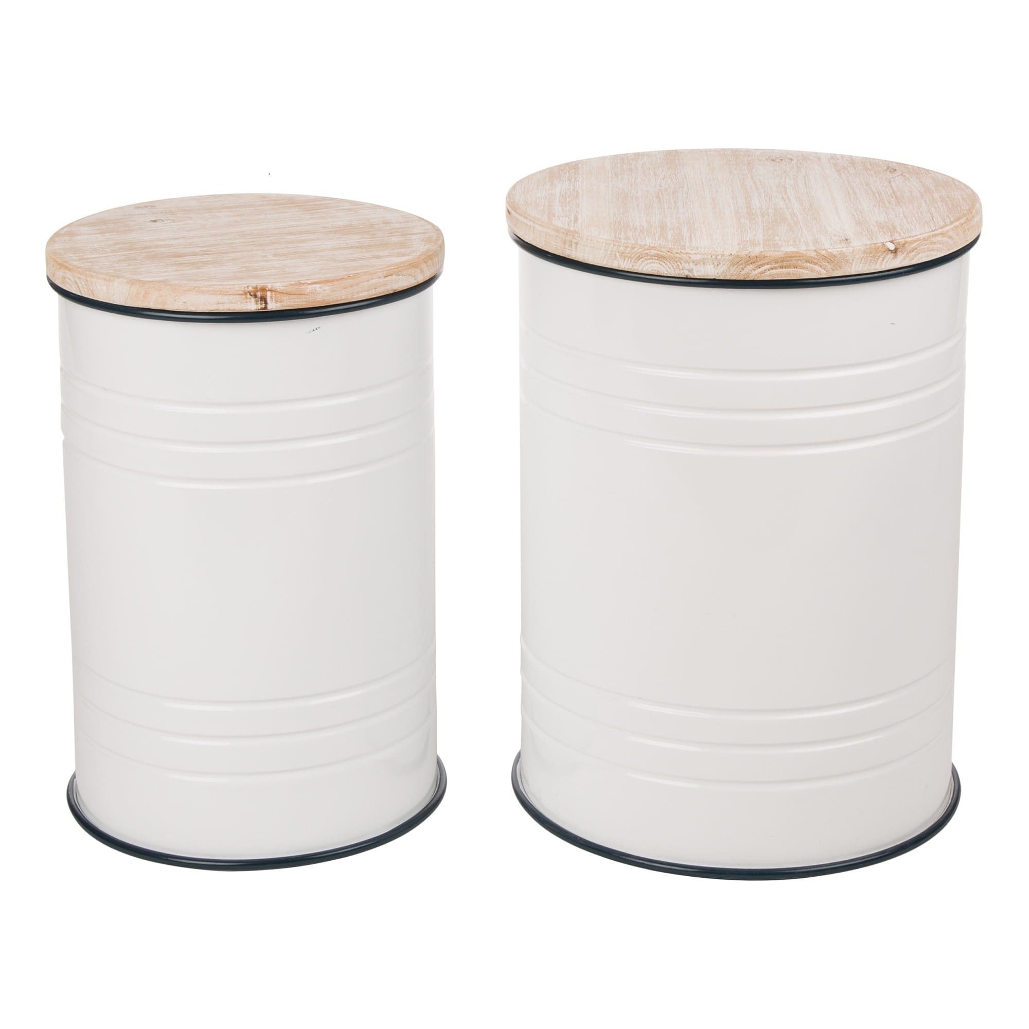 Glitzhome&#xAE; Farmhouse Metal Enamel Storage Stool Set