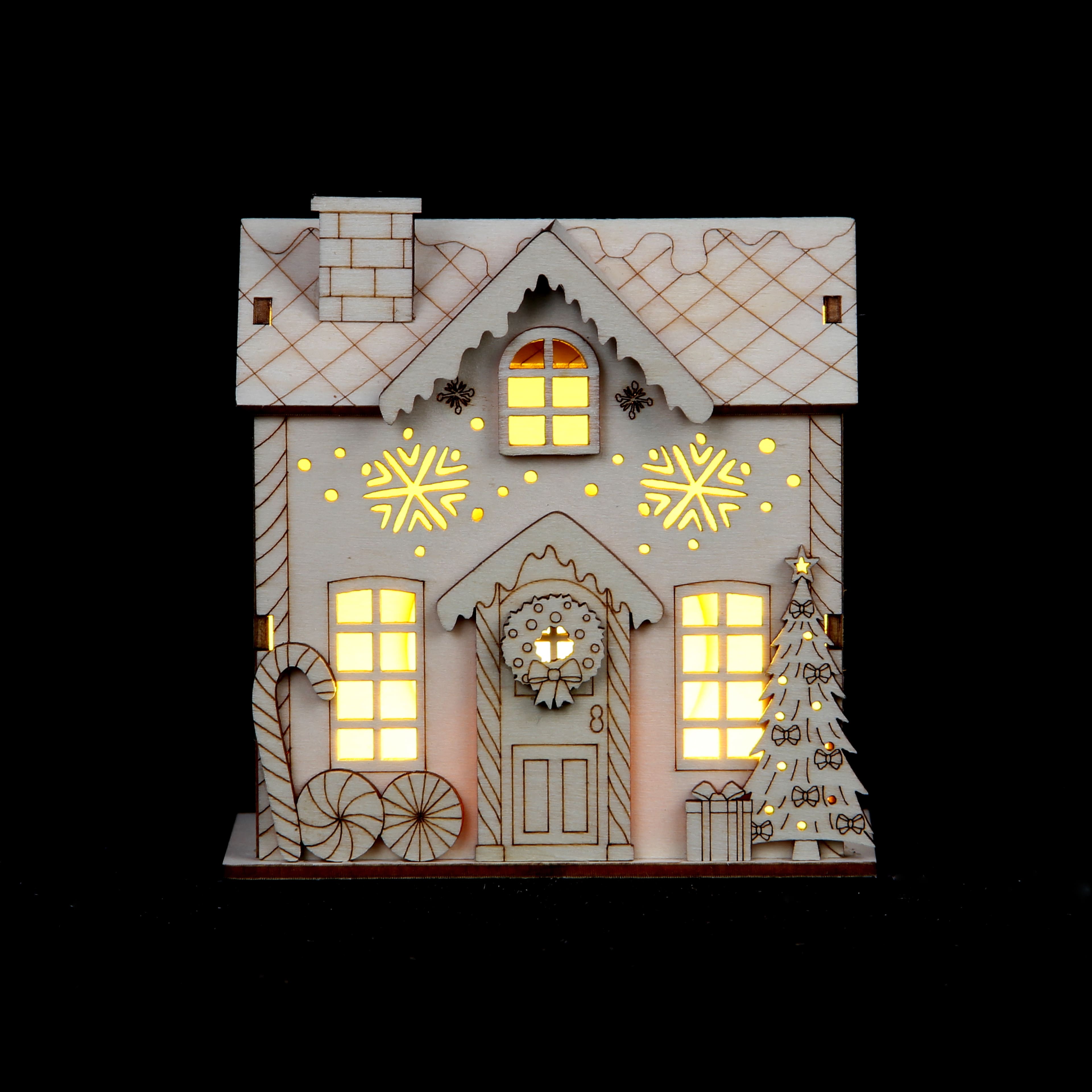 DIY LED Wood Village Candy Cane House by Make Market&#xAE;