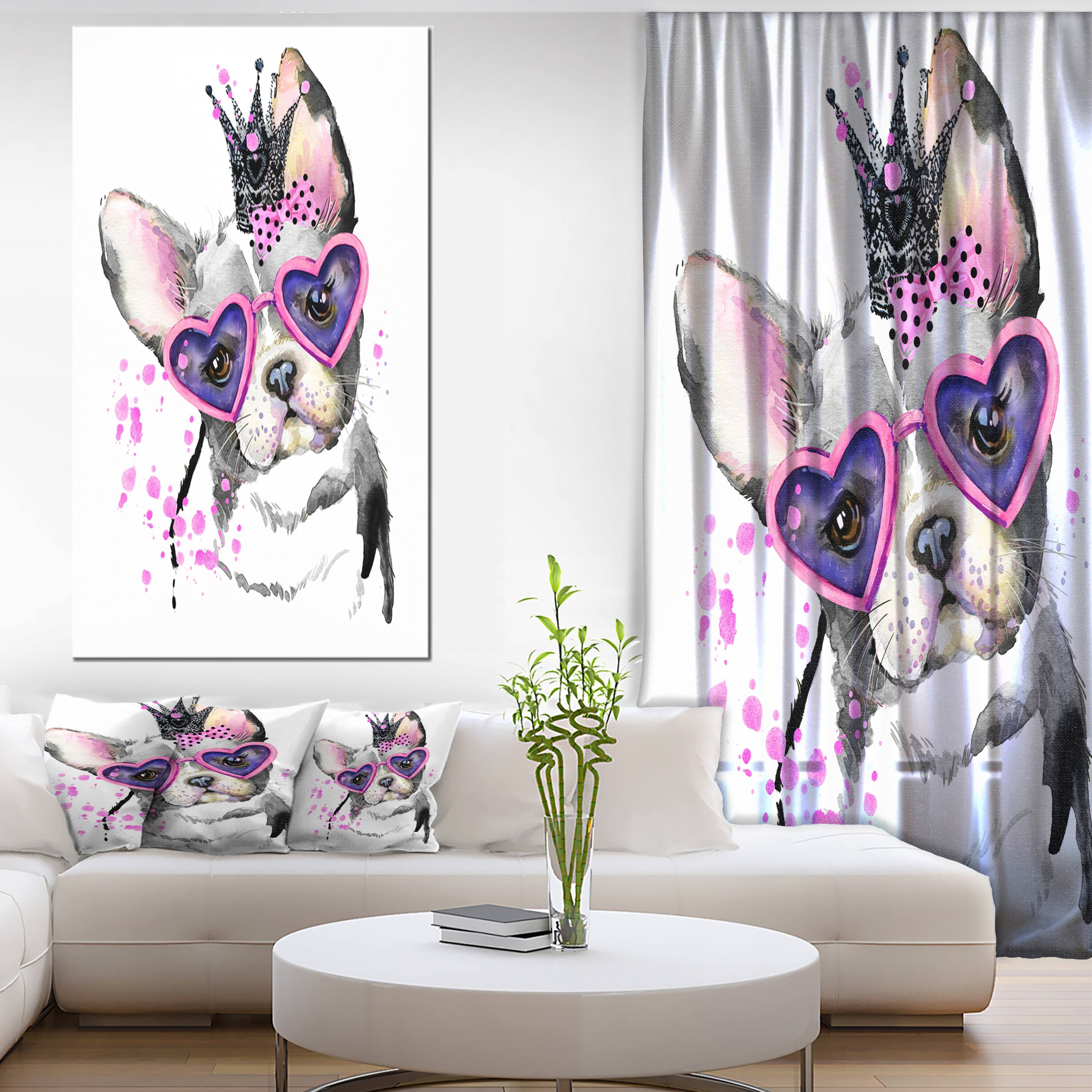 Designart - Sweet Funny Dog with Glasses - Animal Canvas Wall Art