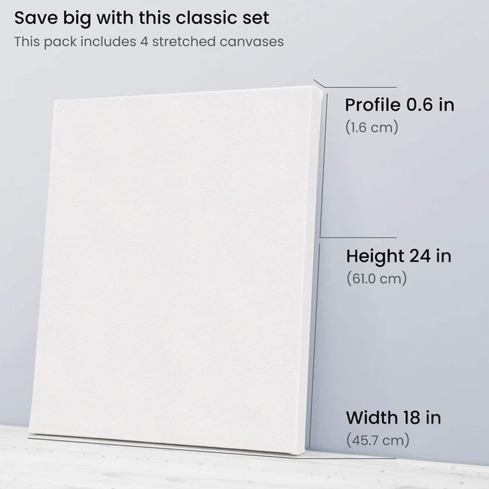 Arteza® 18" x 24" White Classic Stretched Canvases, 4ct.