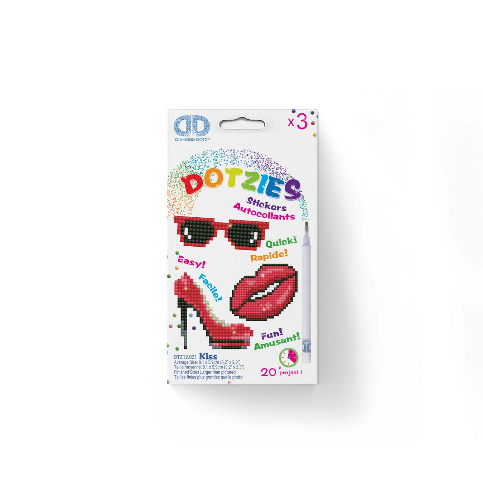 Diamond Dotz&#xAE; Beginner Kiss DOTZIES Stickers Diamond Painting Artwork Kit