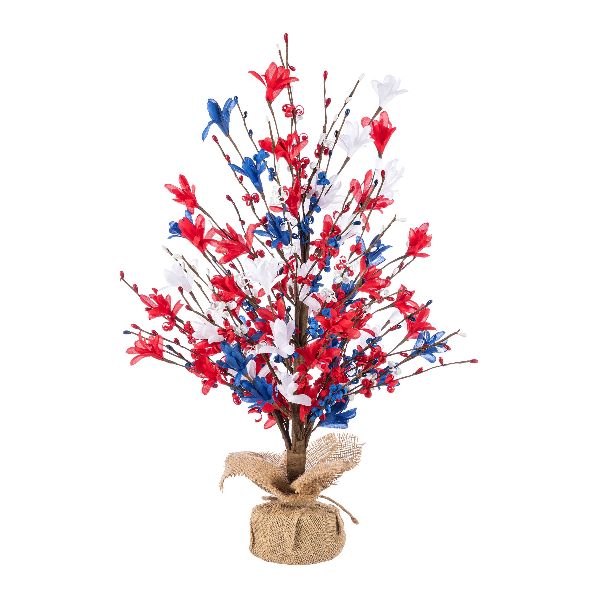 Glitzhome® 21" Patriotic Americana Red, White & Blue Floral Table Tree