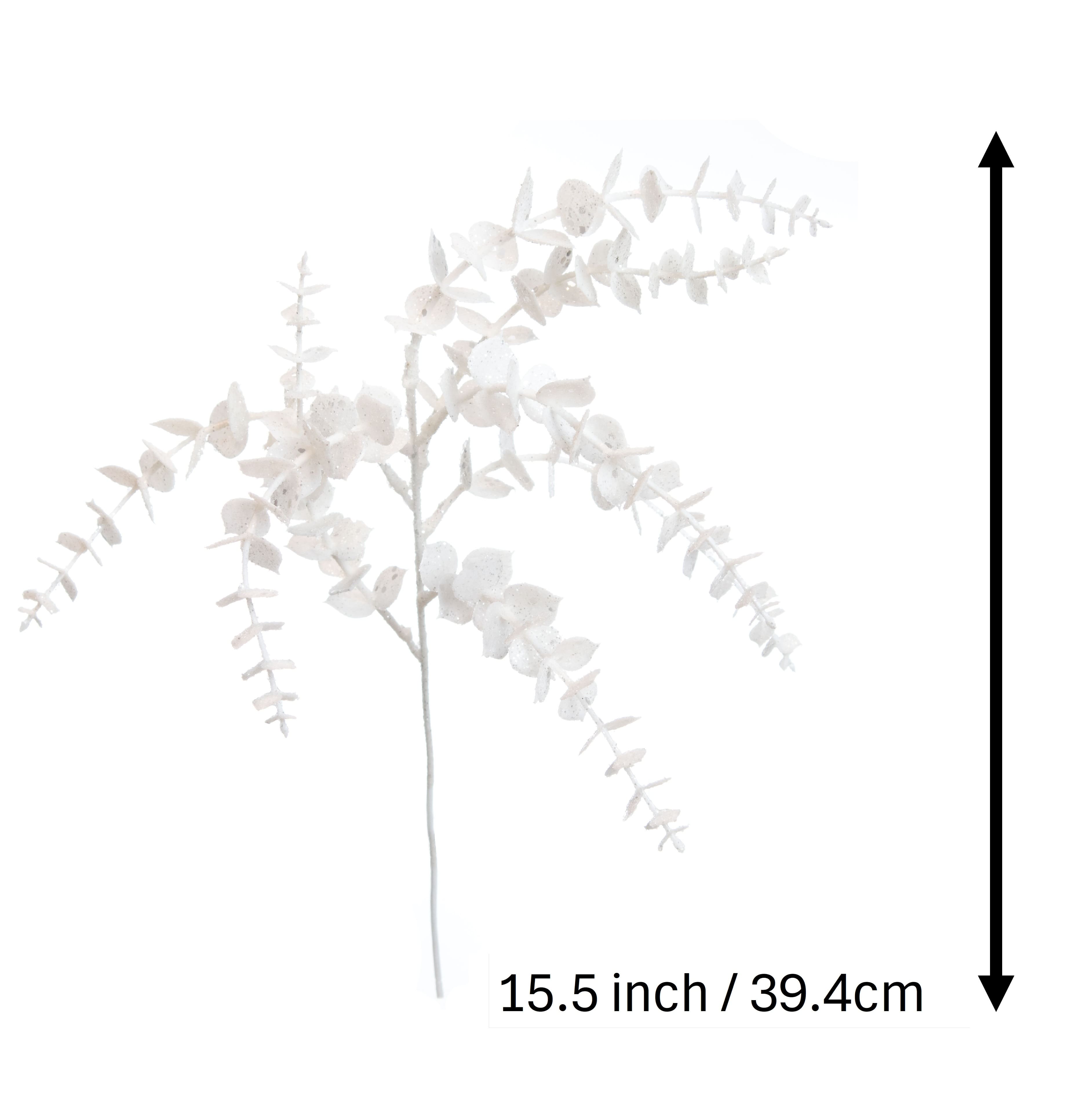 15.5&#x22; White Glitter Eucalyptus Pick by Ashland&#xAE;