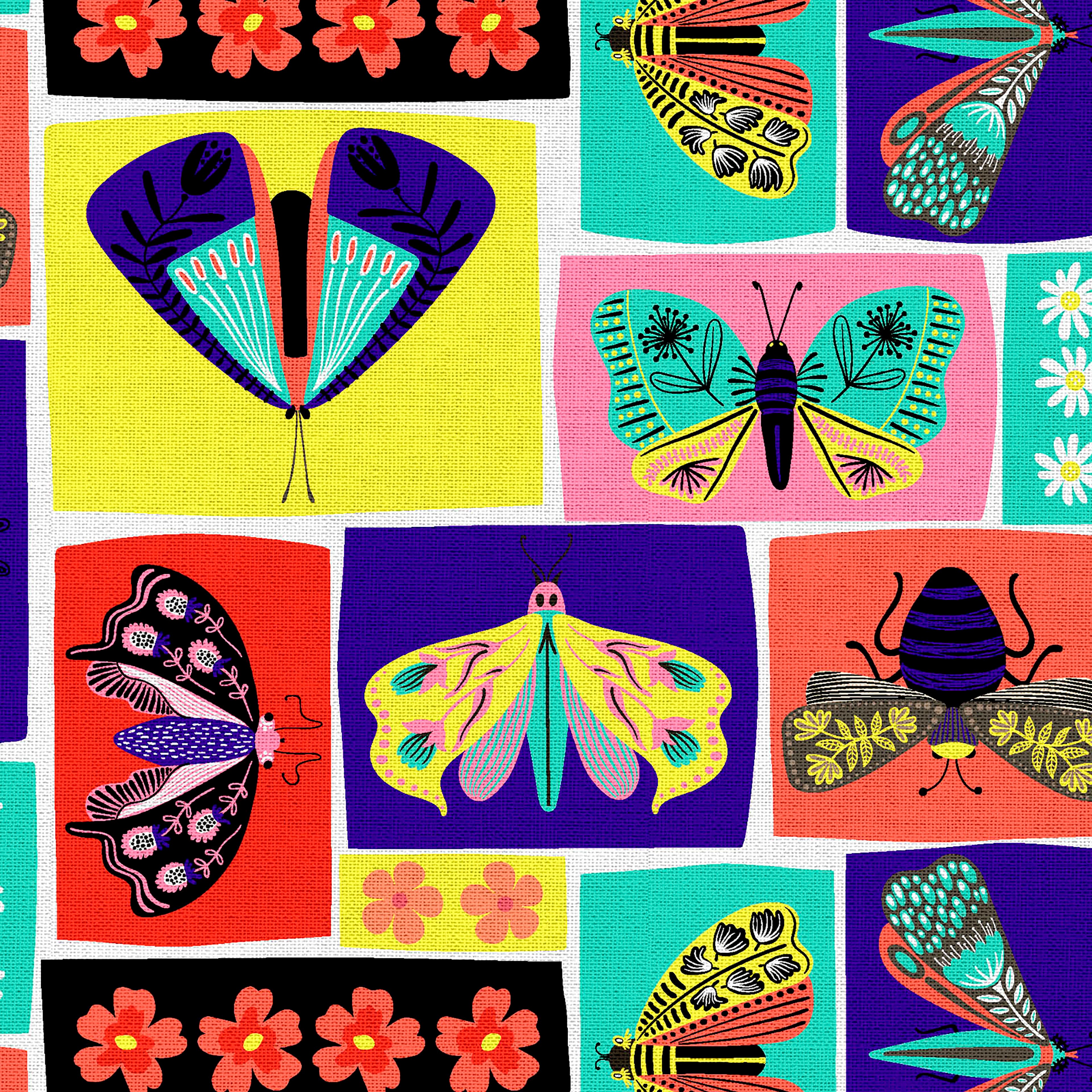 Fabric Editions Multicolor Bug Out Patch Cotton Fabric