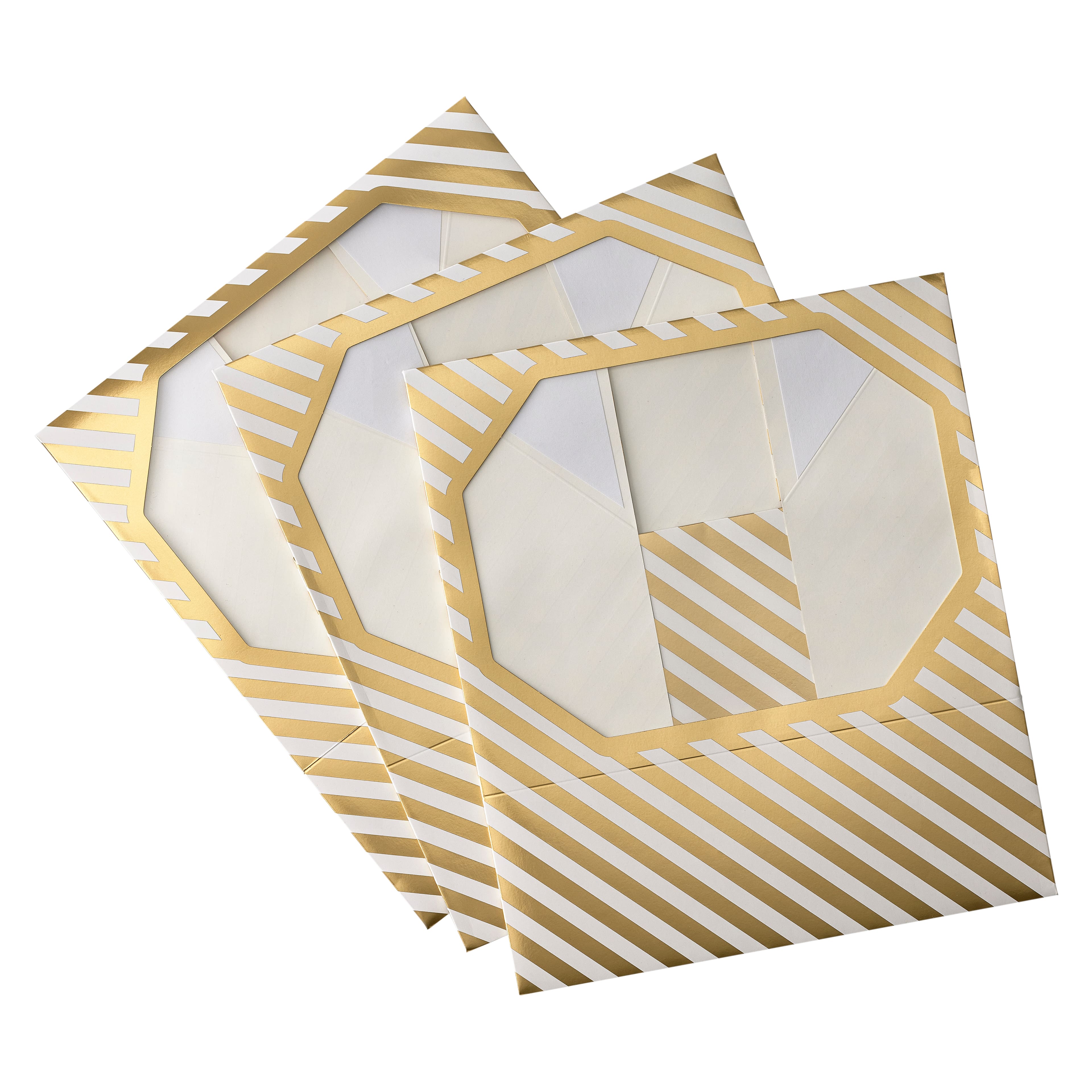 6 Packs: 3 ct. (18 total) Gold & White Striped Treat Boxes by Celebrate It®