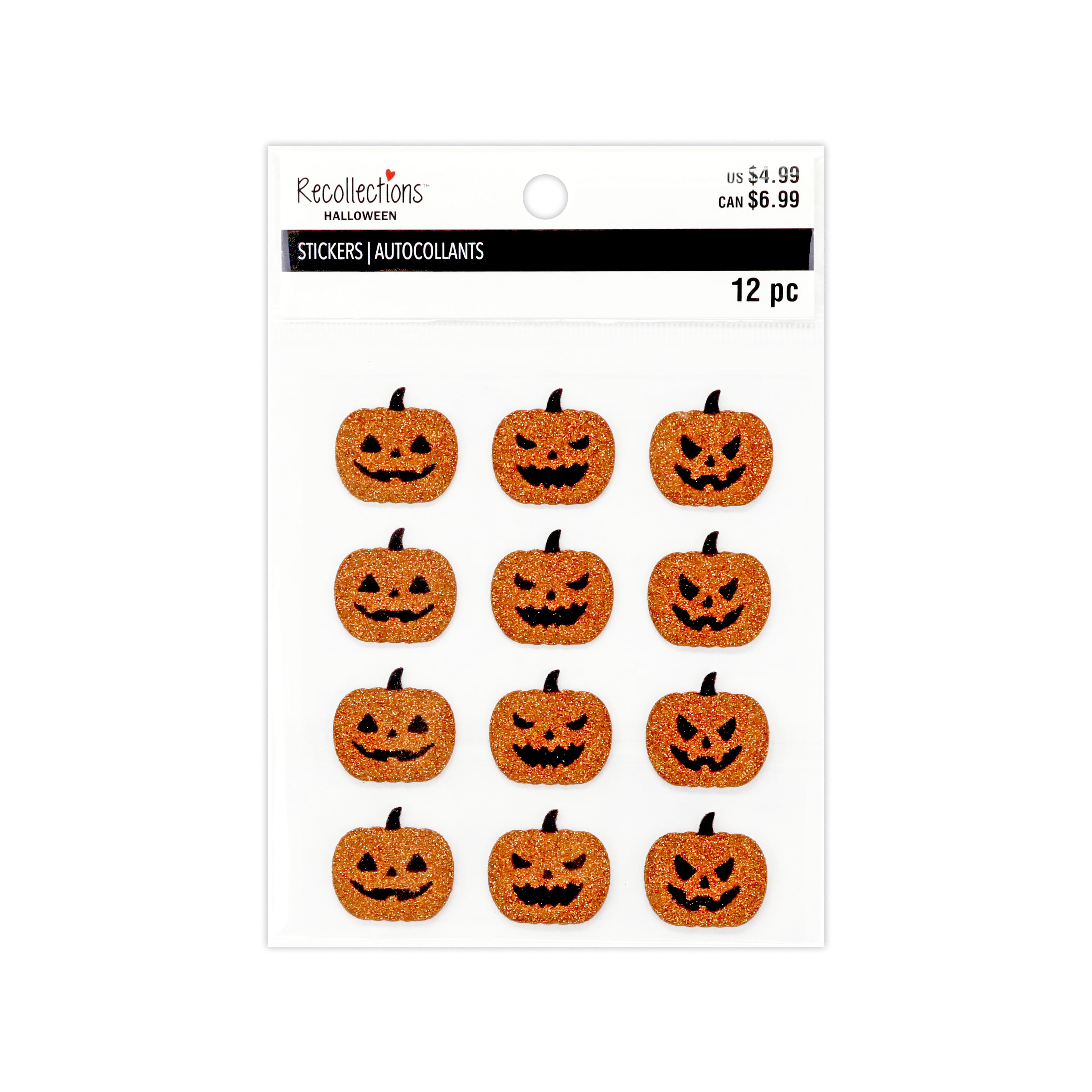 Halloween Orange Jack-o'-Lantern Glitter Stickers by Recollections™