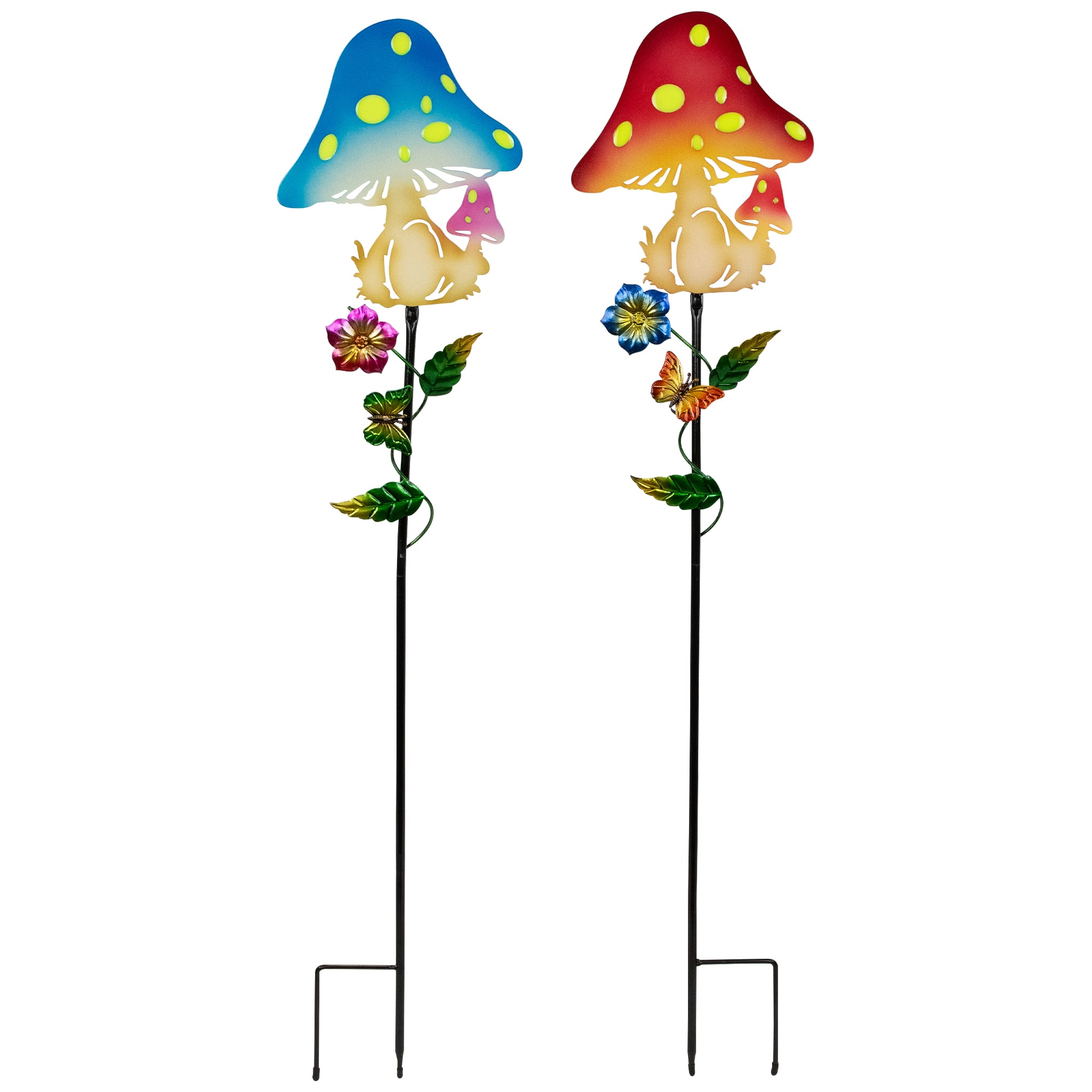 3ft. Solar Powered Mushroom Outdoor Garden Stakes, 2ct.