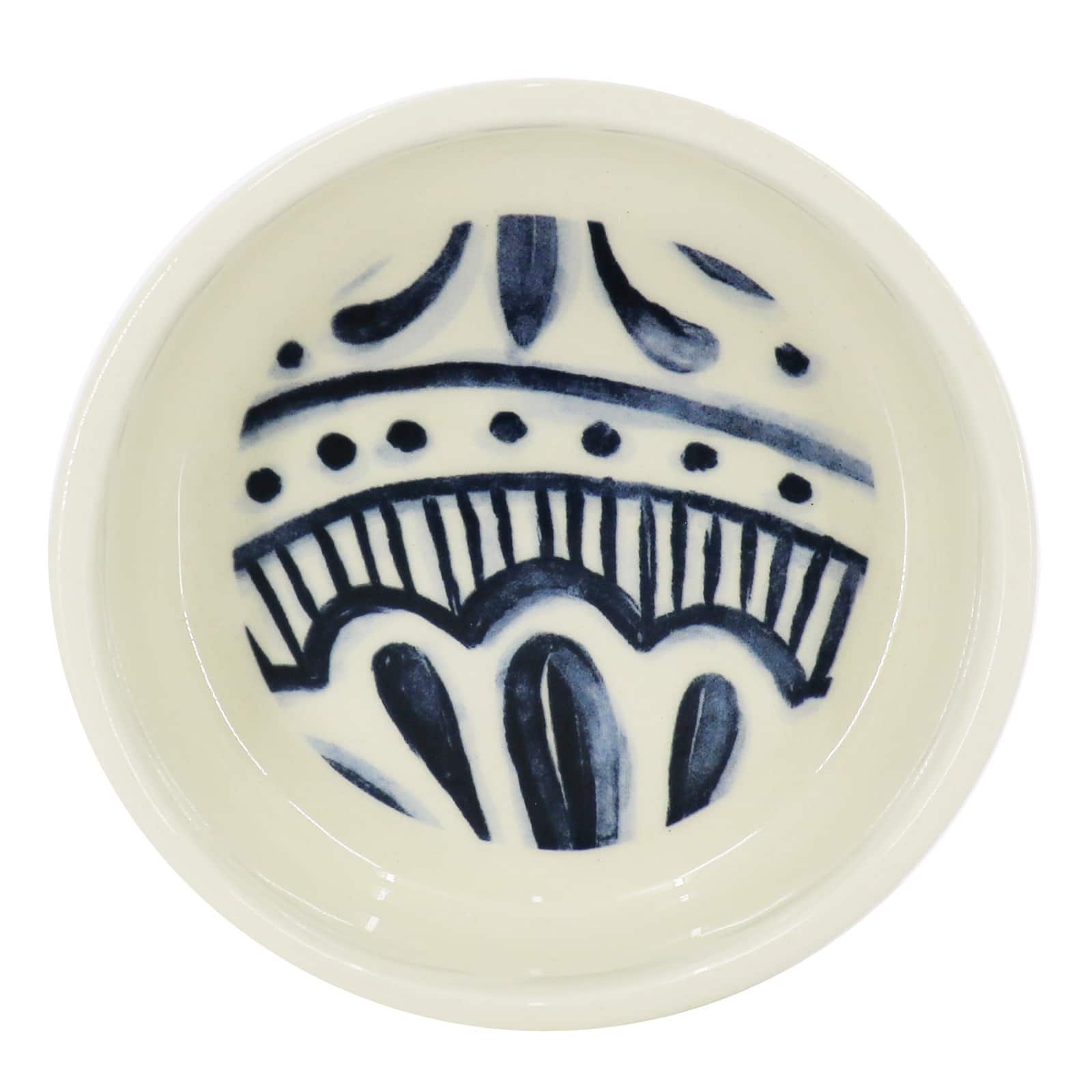 4.8" White & Blue Painted Ceramic Container Stand by Ashland®