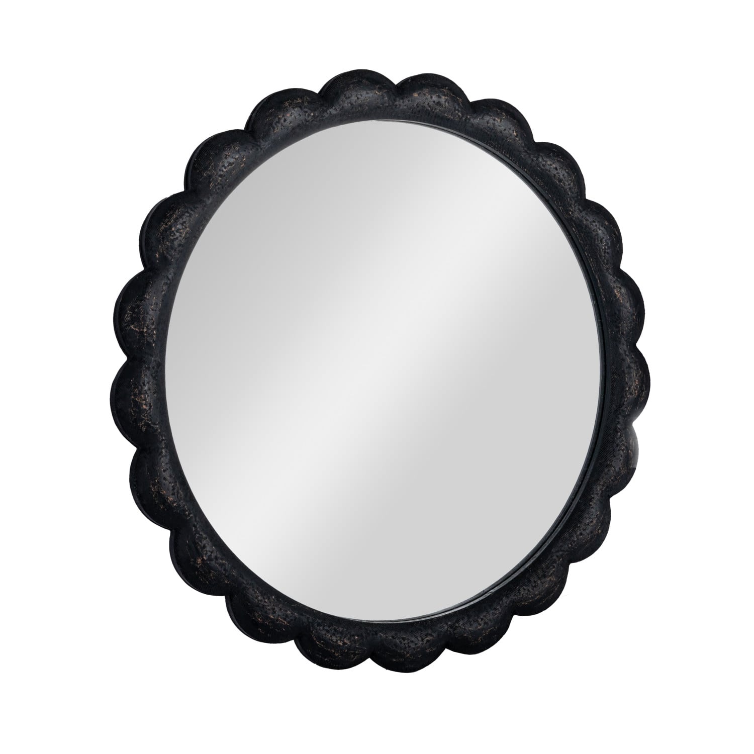 Hello Honey® 27" Black Round Scalloped Wood Wall Mirror