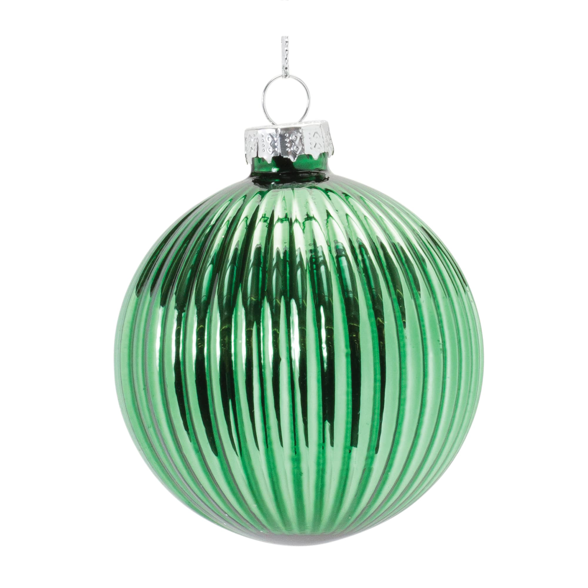 12ct. Green Textured Glass Ball Ornaments