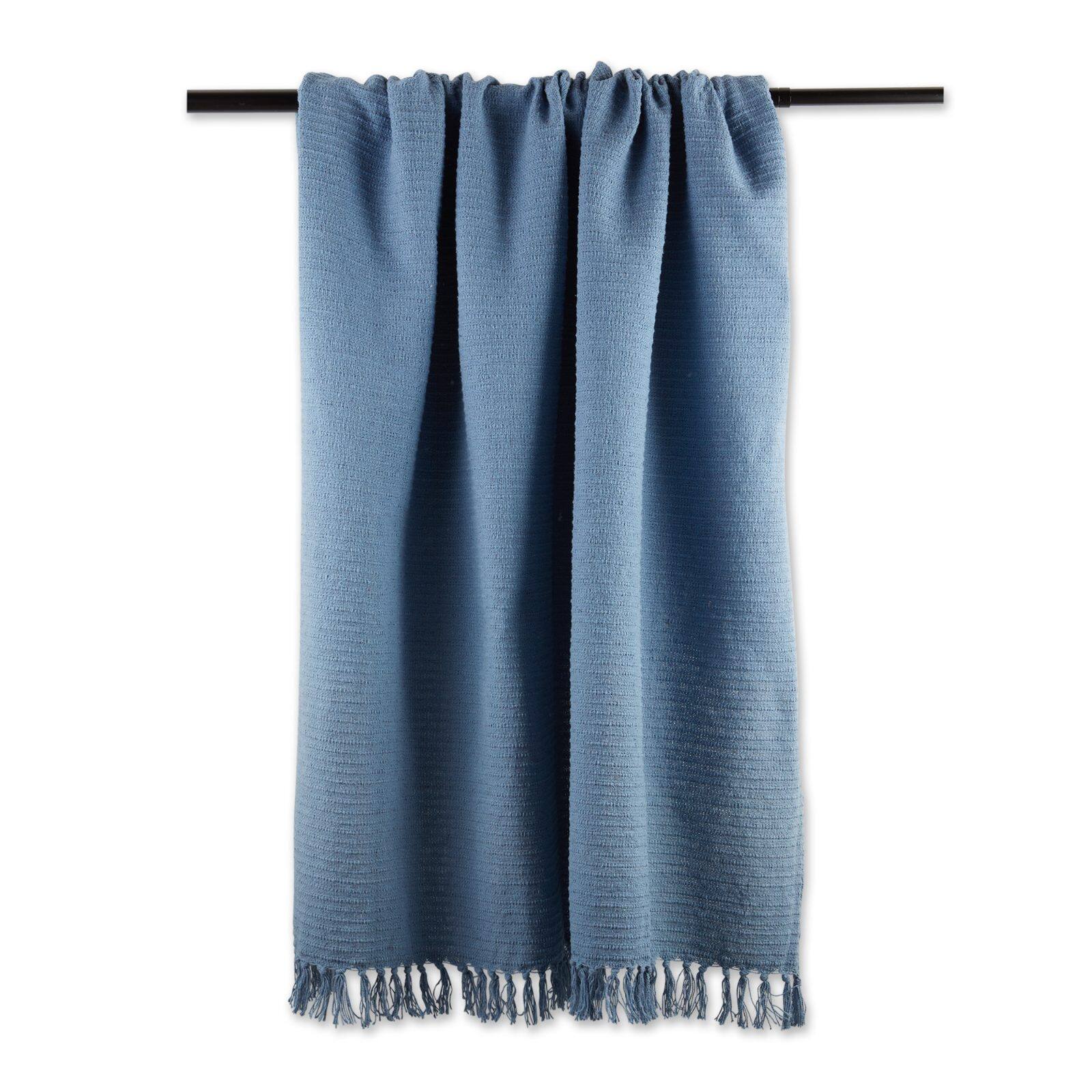 DII® Stonewash Blue Solid Ribbed Throw