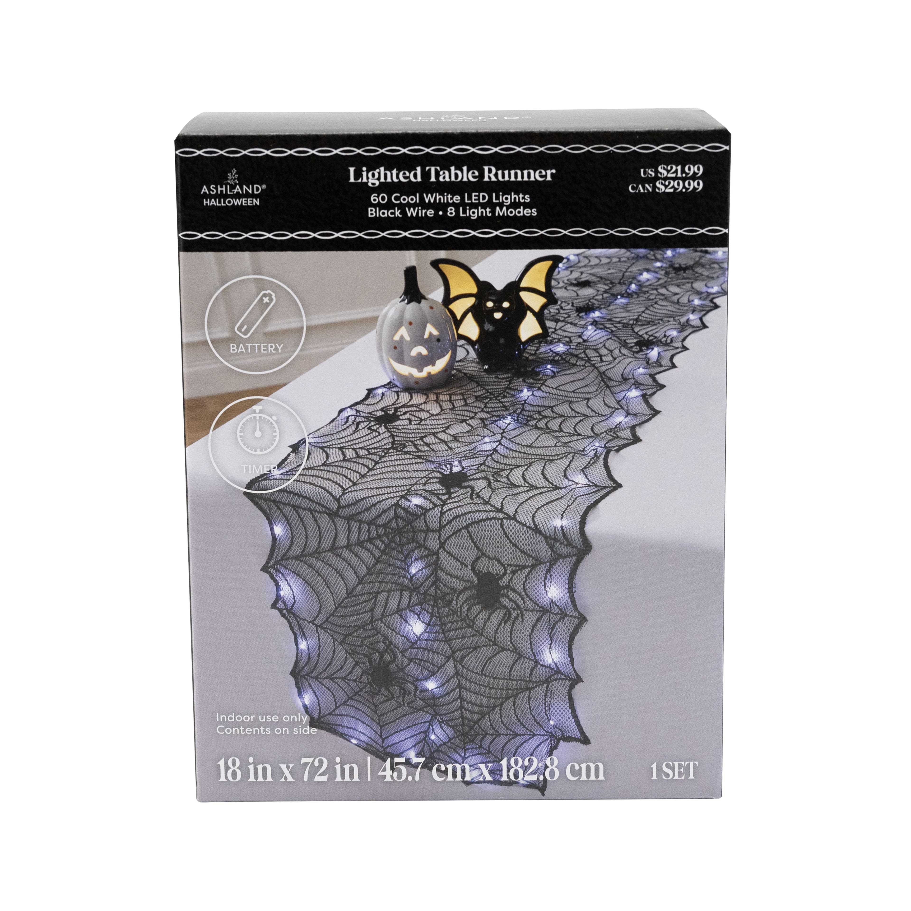 72&#x22; LED Lighted Spider Web Table Runner by Ashland&#xAE;