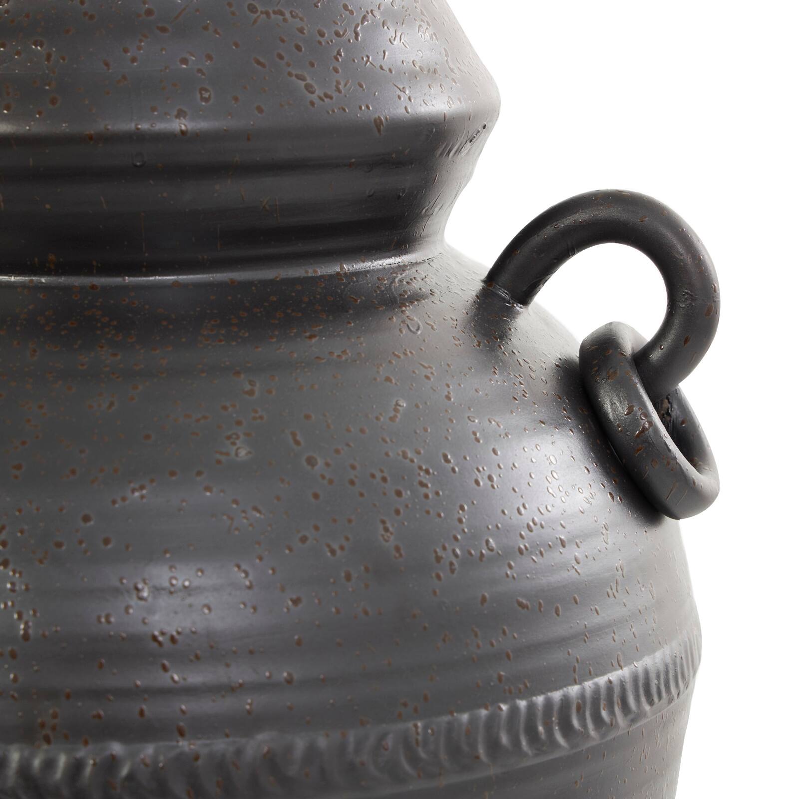 20&#x22; Black Ceramic Speckled Textured Amphora Vase