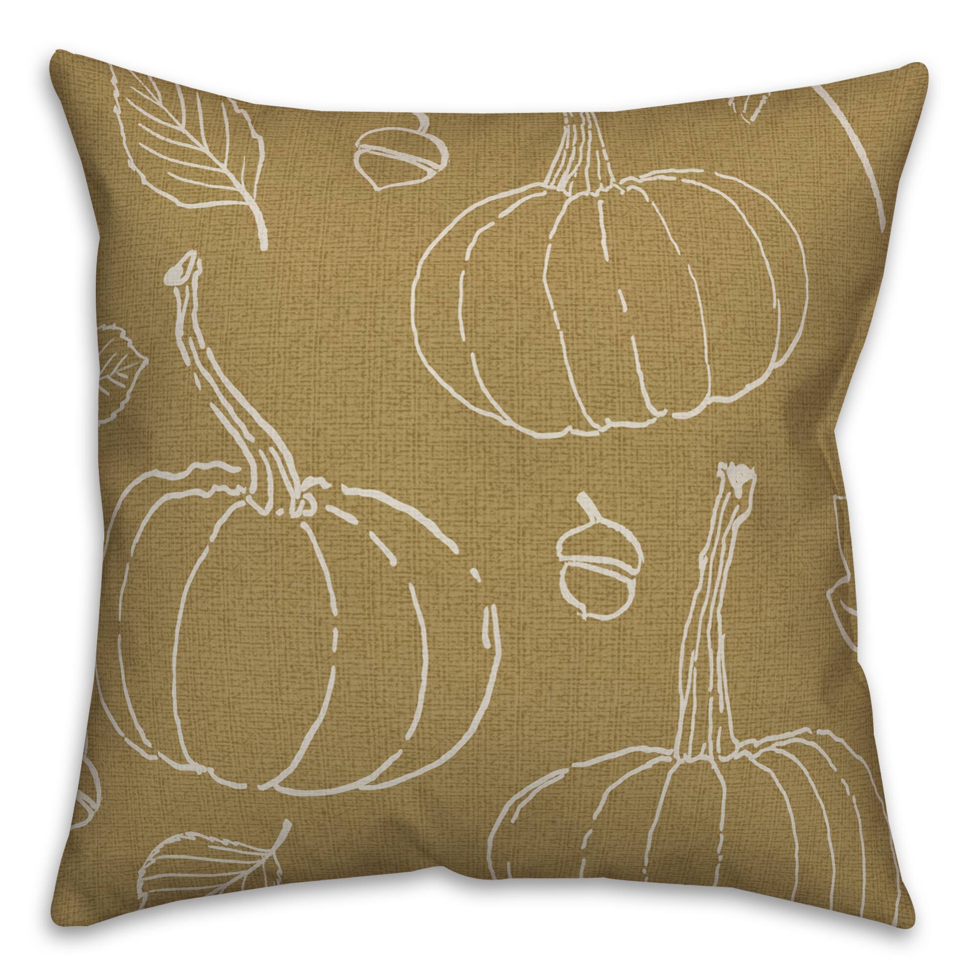 Mustard Yellow Fall Pattern Throw Pillow