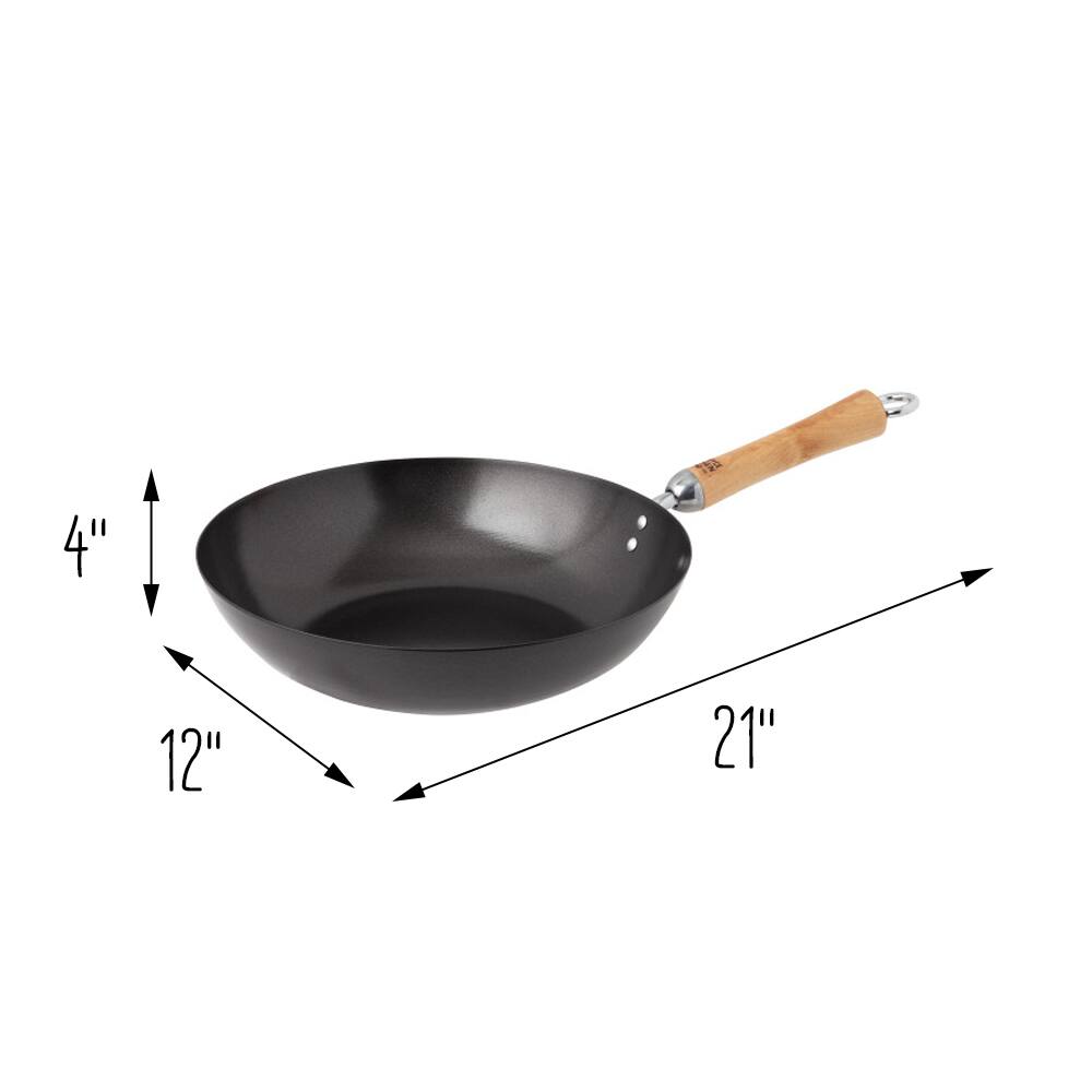Joyce Chen 12&#x22; Carbon Steel Nonstick Stir Fry Pan with Birch Handle