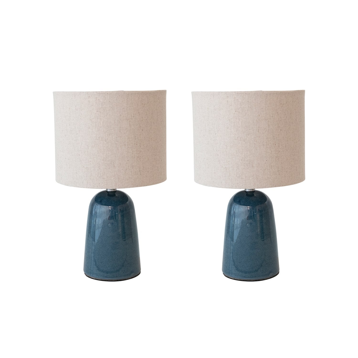Hello Honey&#xAE; 14&#x22; Blue Reactive Glaze Ceramic Table Lamp with Linen Shade Set, 2ct.