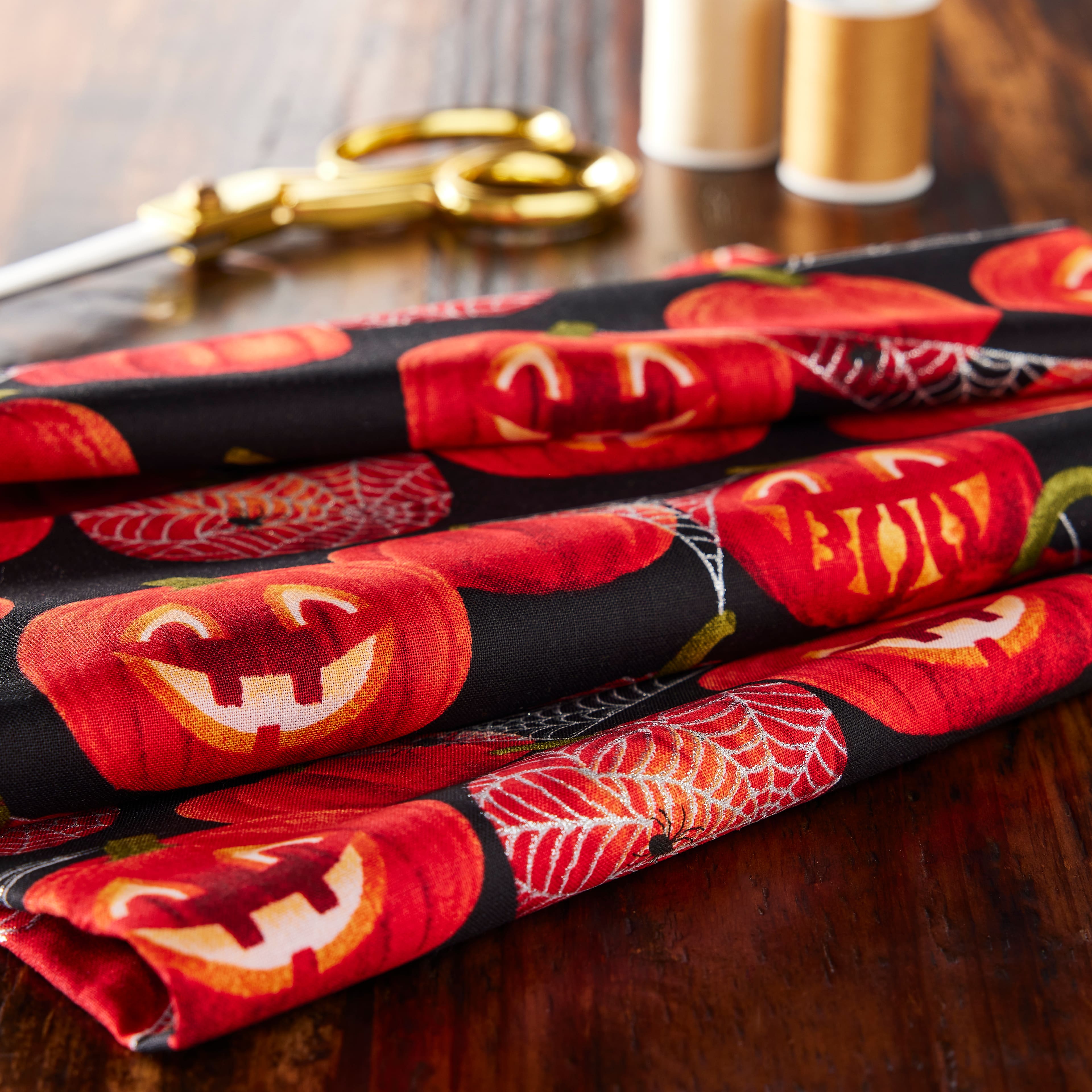 Fabric Traditions Glitter Jack O' Lantern Cotton Fabric