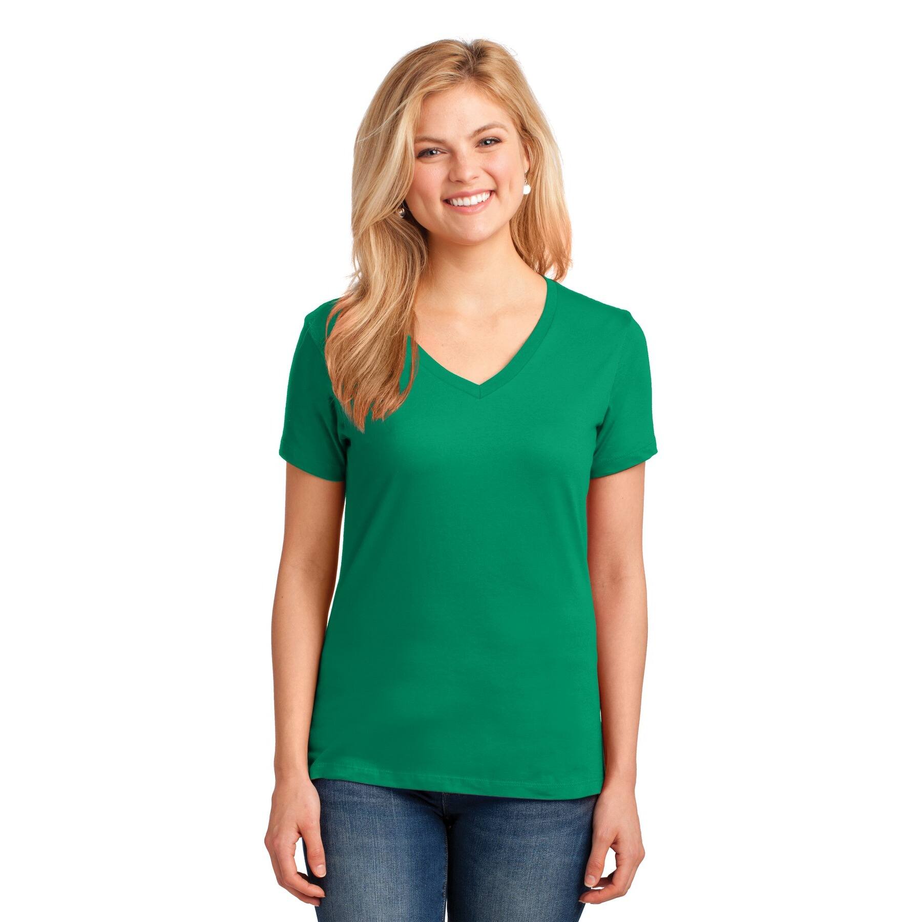 Port & Company® Brights Core Cotton V-Neck Ladies T-Shirt