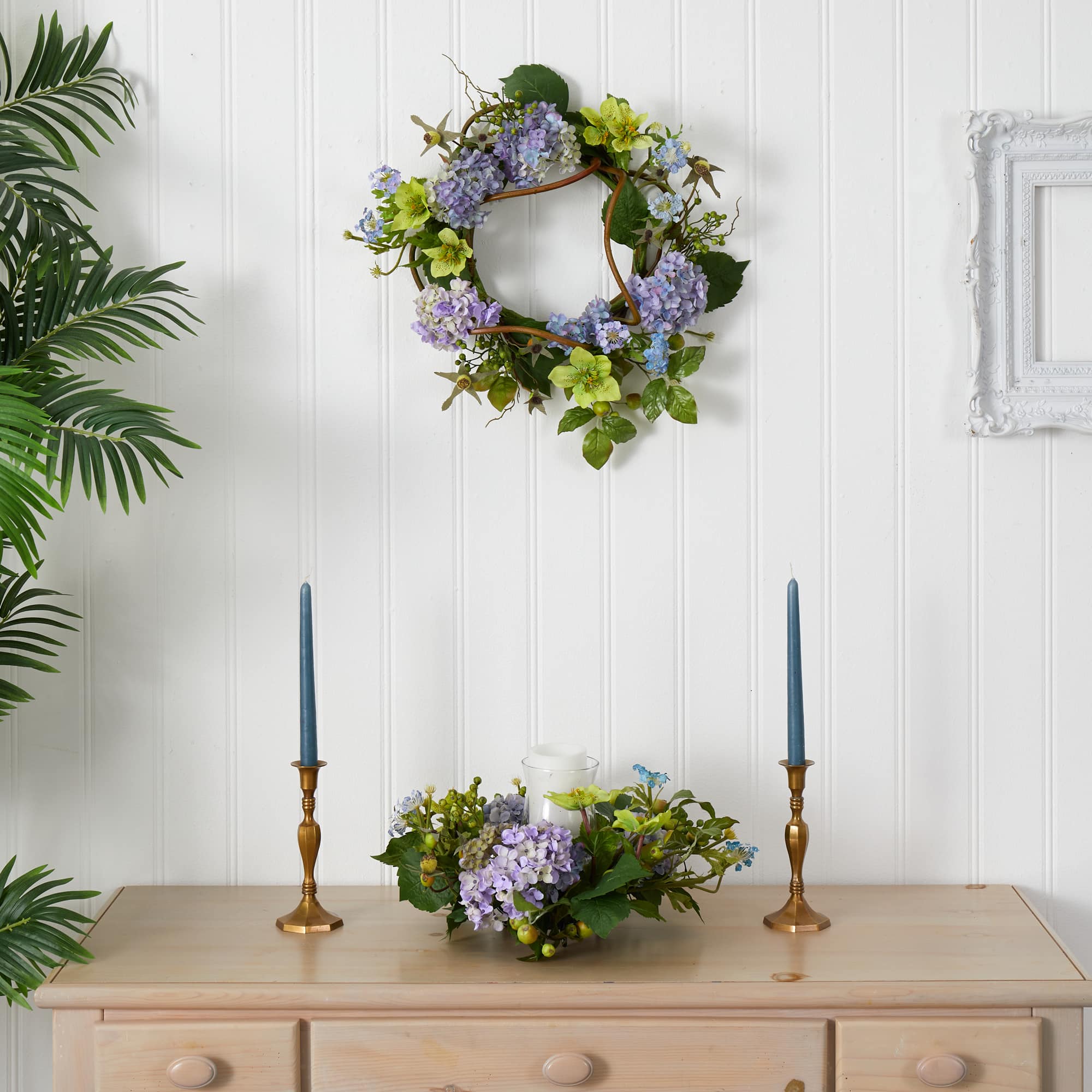 20&#x22; Blue Hydrangea Wreath