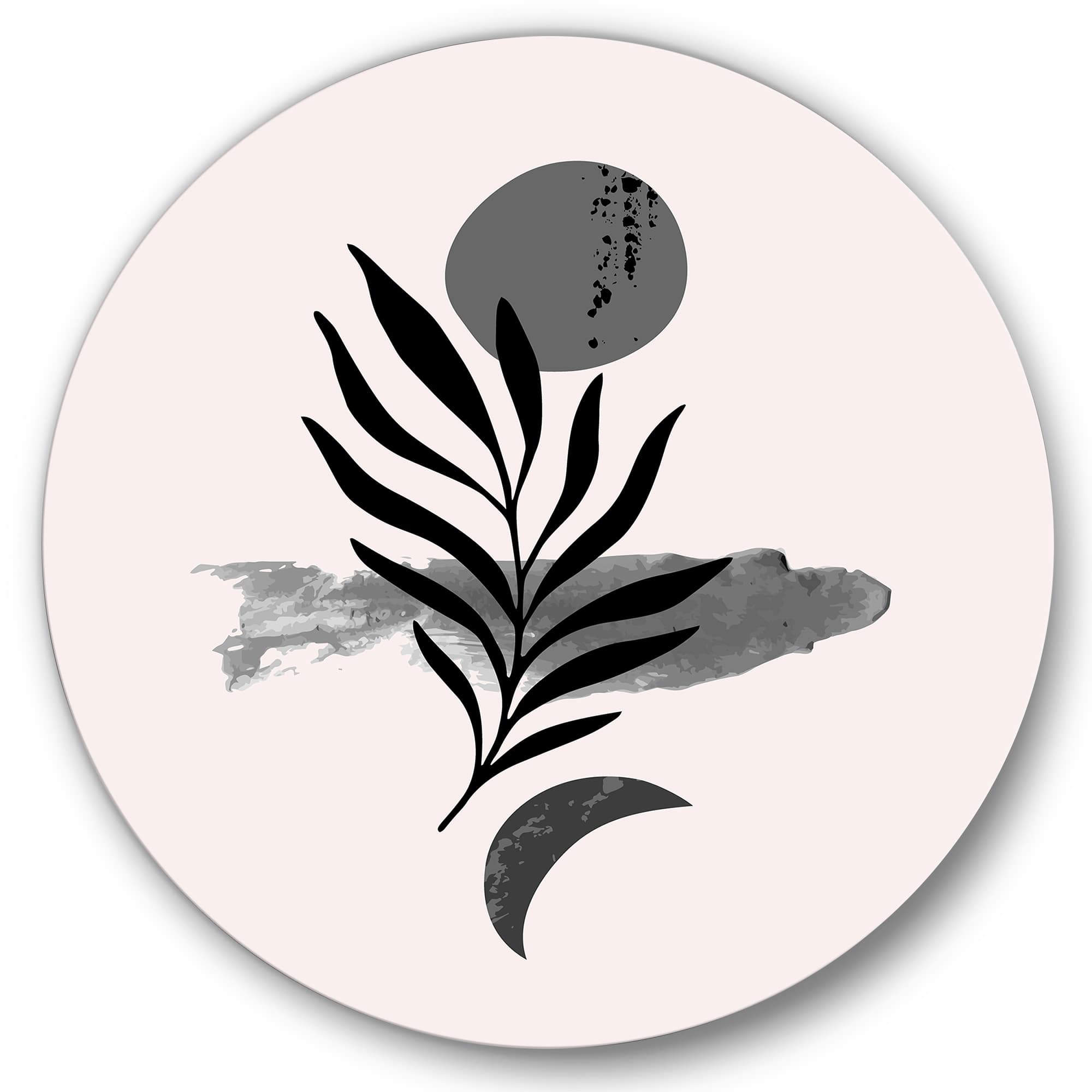 Designart - Abstract Tropical Leaf II - Modern Metal Circle Wall Art