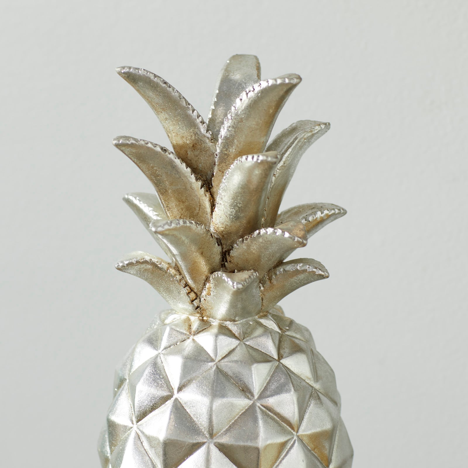 Silver Polystone Traditional Decorative Pineapple, 14" x 6" x 6"