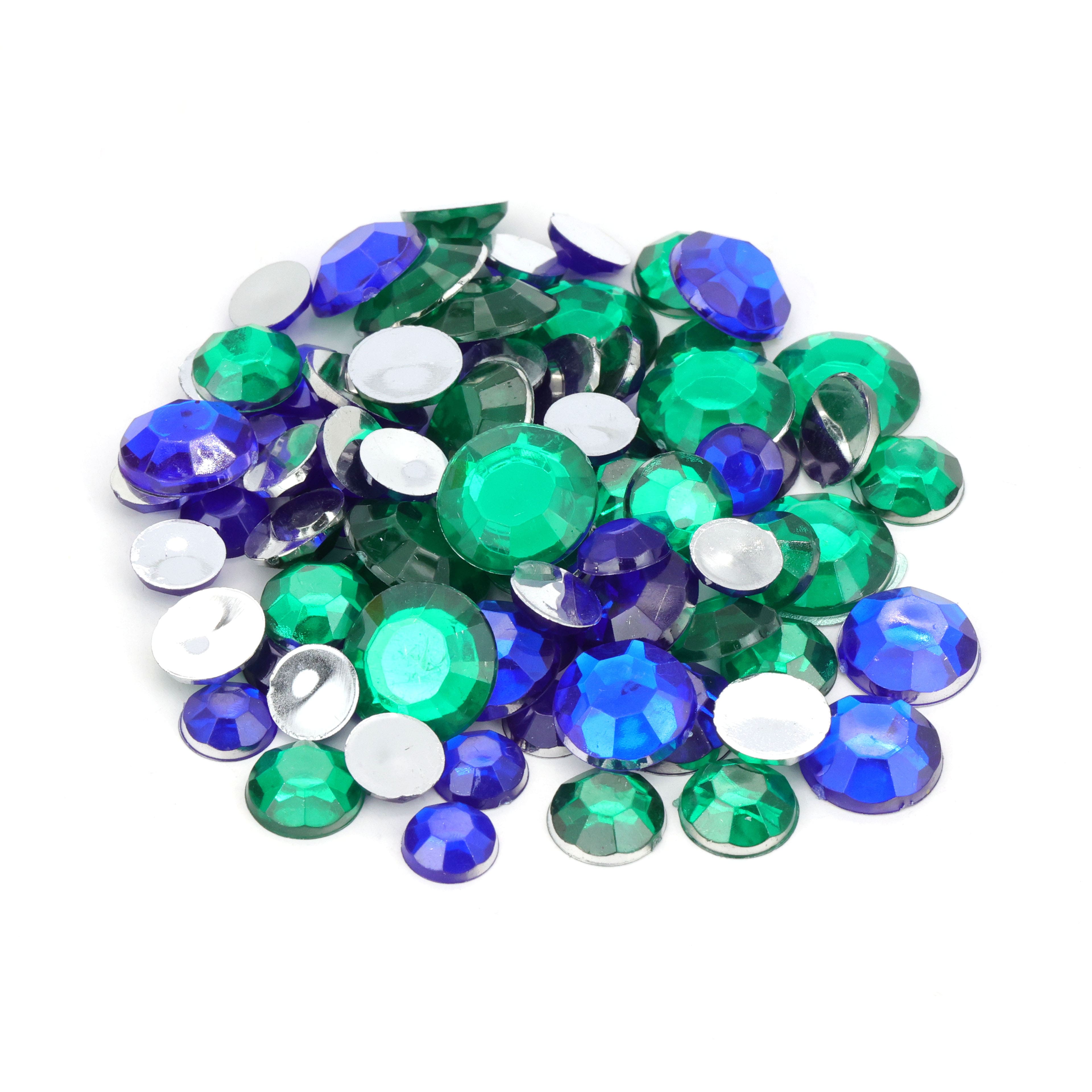 12 Pack: Green & Blue Round Mix Gems by Creatology™
