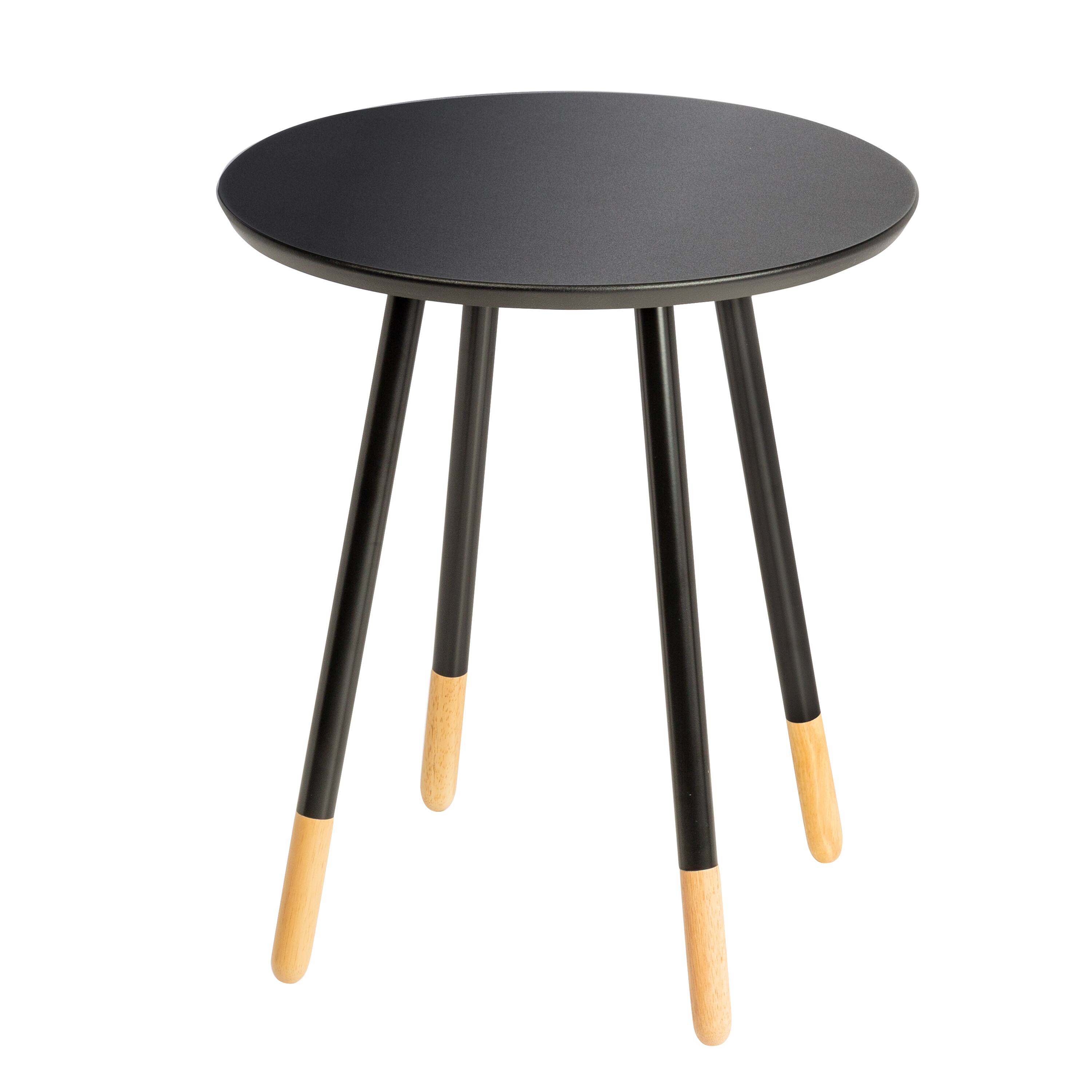 Honey Can Do Black Round End Table