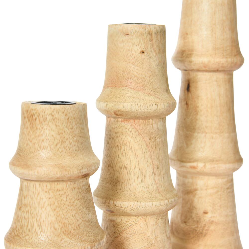 Hello Honey&#xAE; Wooden Waves Taper Candle Holder Set