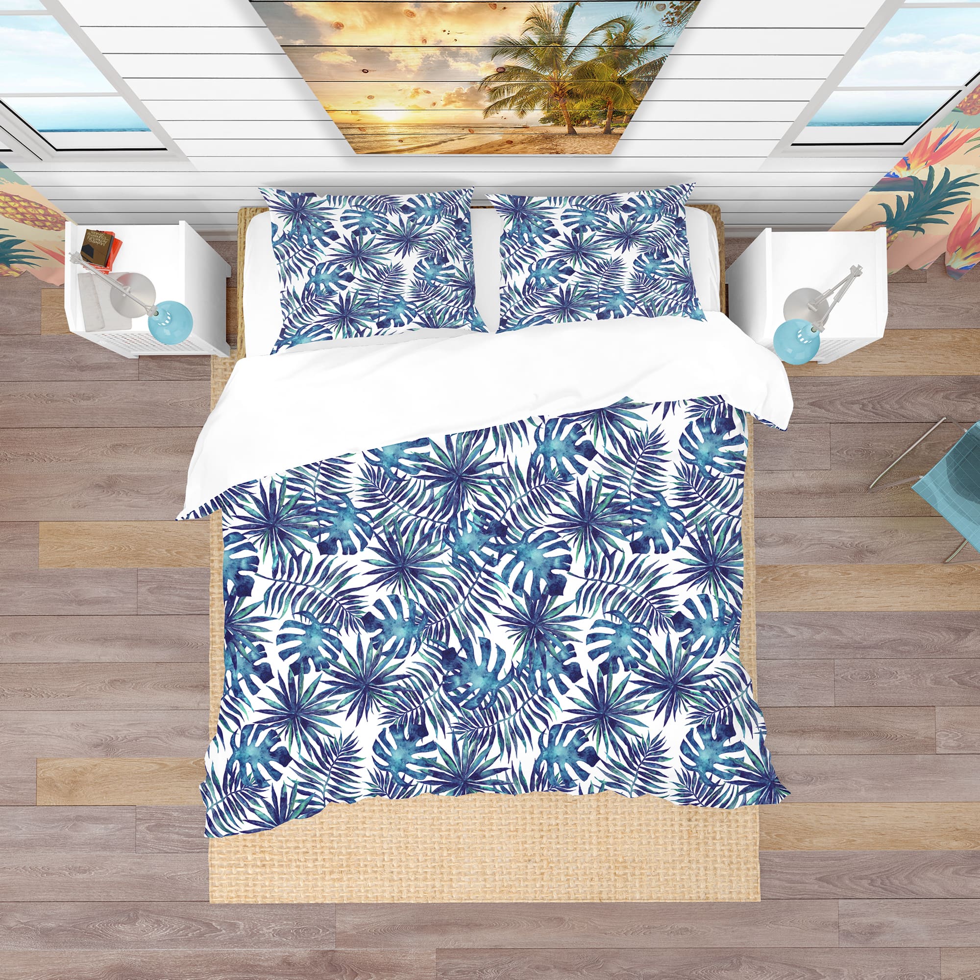 Designart &#x27;Leaves and Brunches of Tropical Plants&#x27; Tropical Bedding Set - Duvet Cover &#x26; Shams