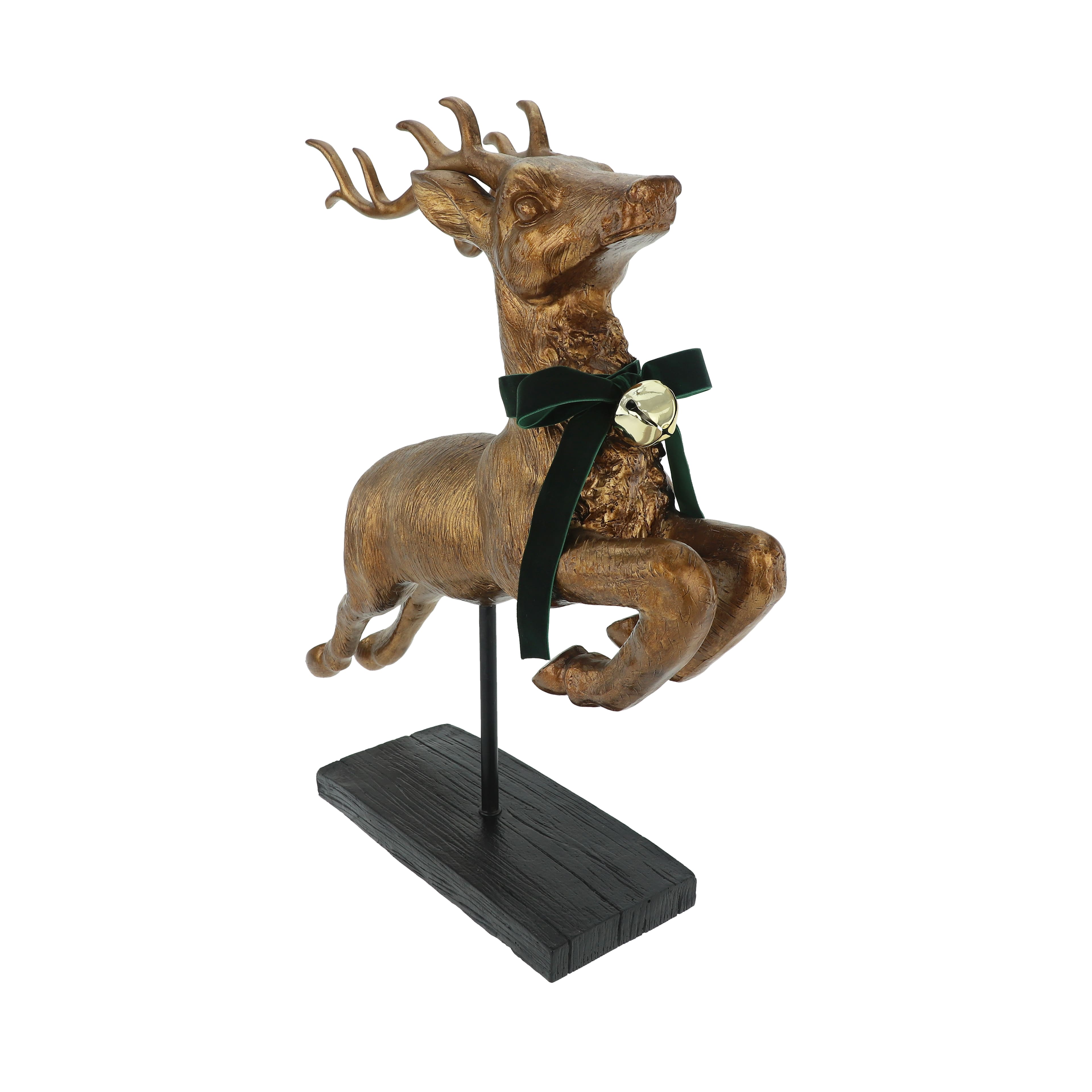 21&#x22; Antique Copper Leaping Reindeer with Bell Tabletop D&#xE9;cor by Ashland&#xAE;
