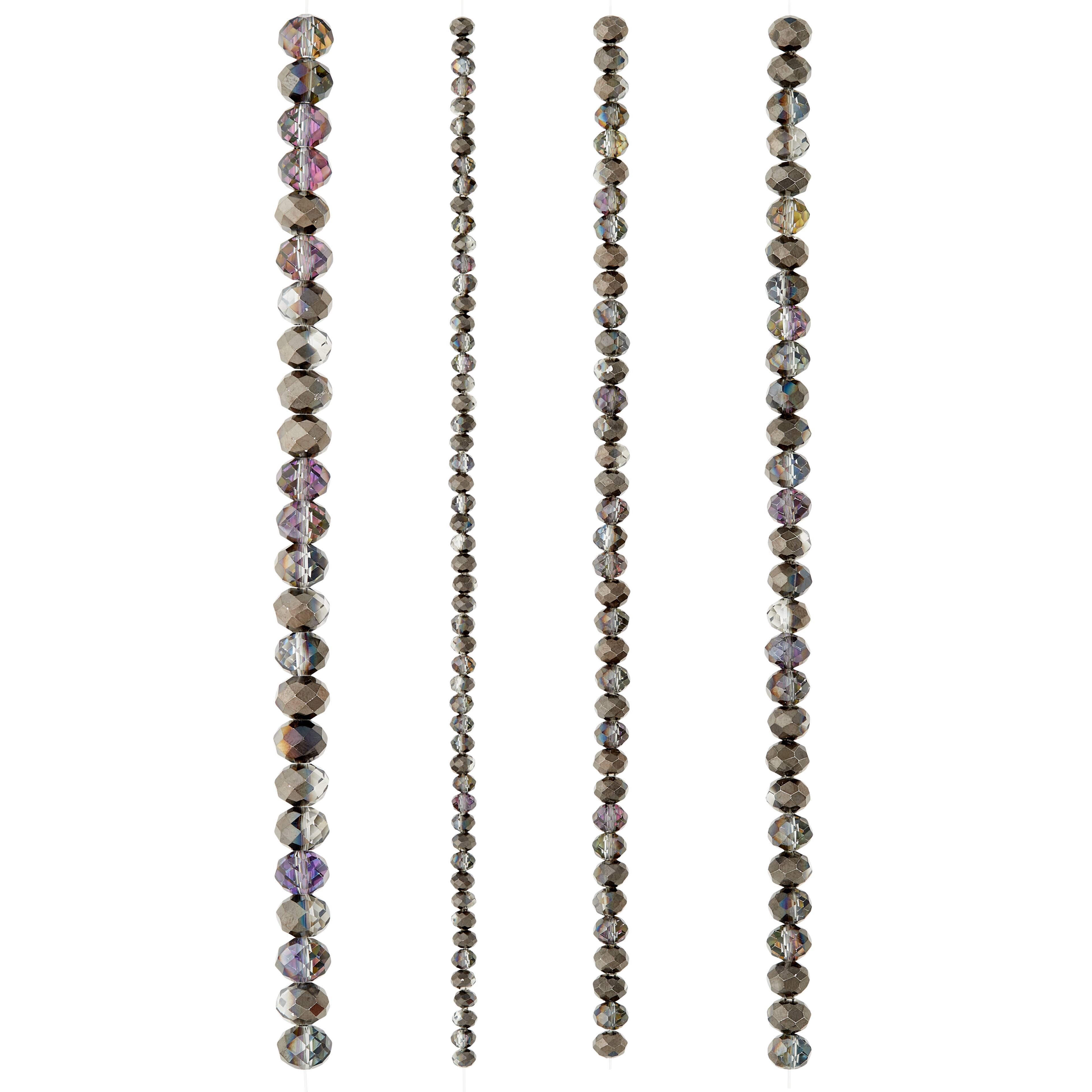 12 Packs: 4 ct. (48 total) Gray Faceted Glass Rondelle Beads by Bead Landing™