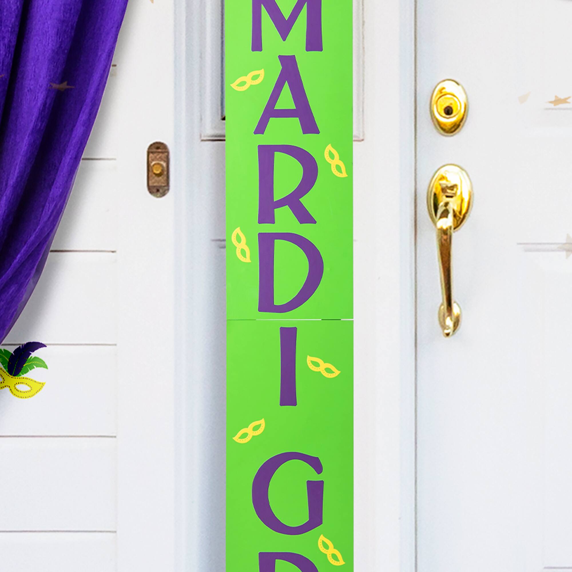 Glitzhome&#xAE; 60&#x22; Mardi Gras Wooden Porch Sign