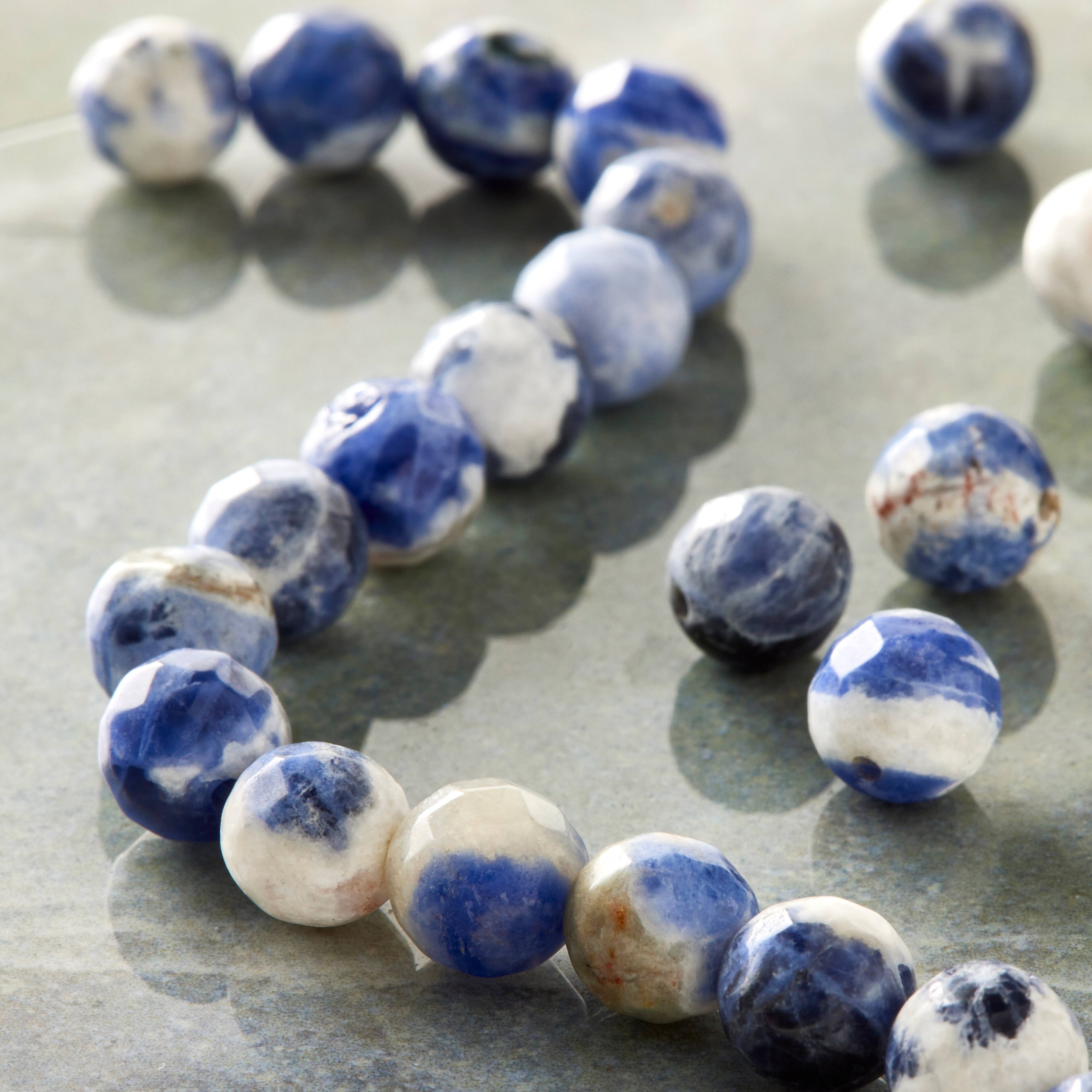12 Pack:  Blue Sodalite Faceted Round Beads, 8mm by Bead Landing&#x2122;