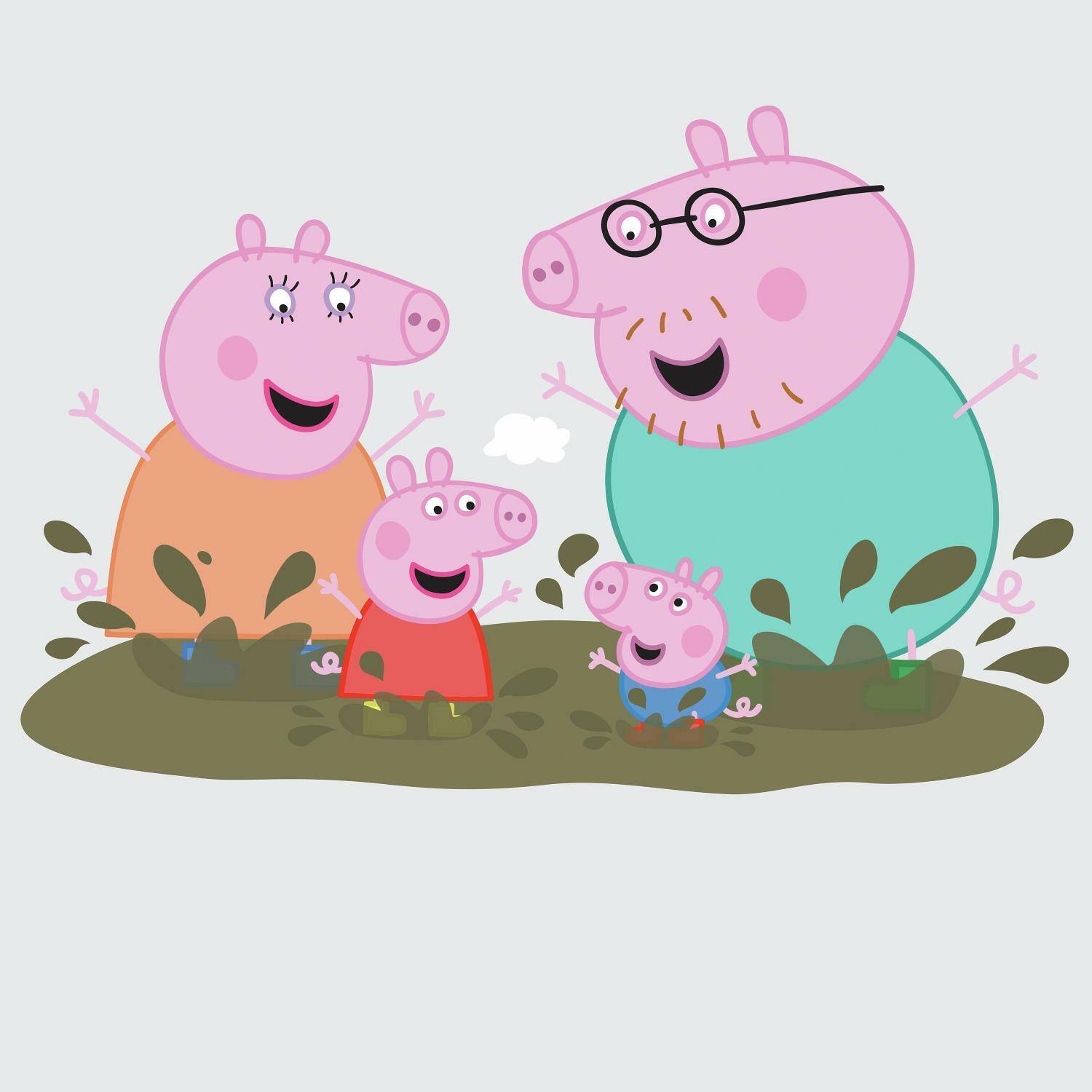 RoomMates Peppa Pig Family Muddy Puddles Peel & Stick Giant Wall Decals