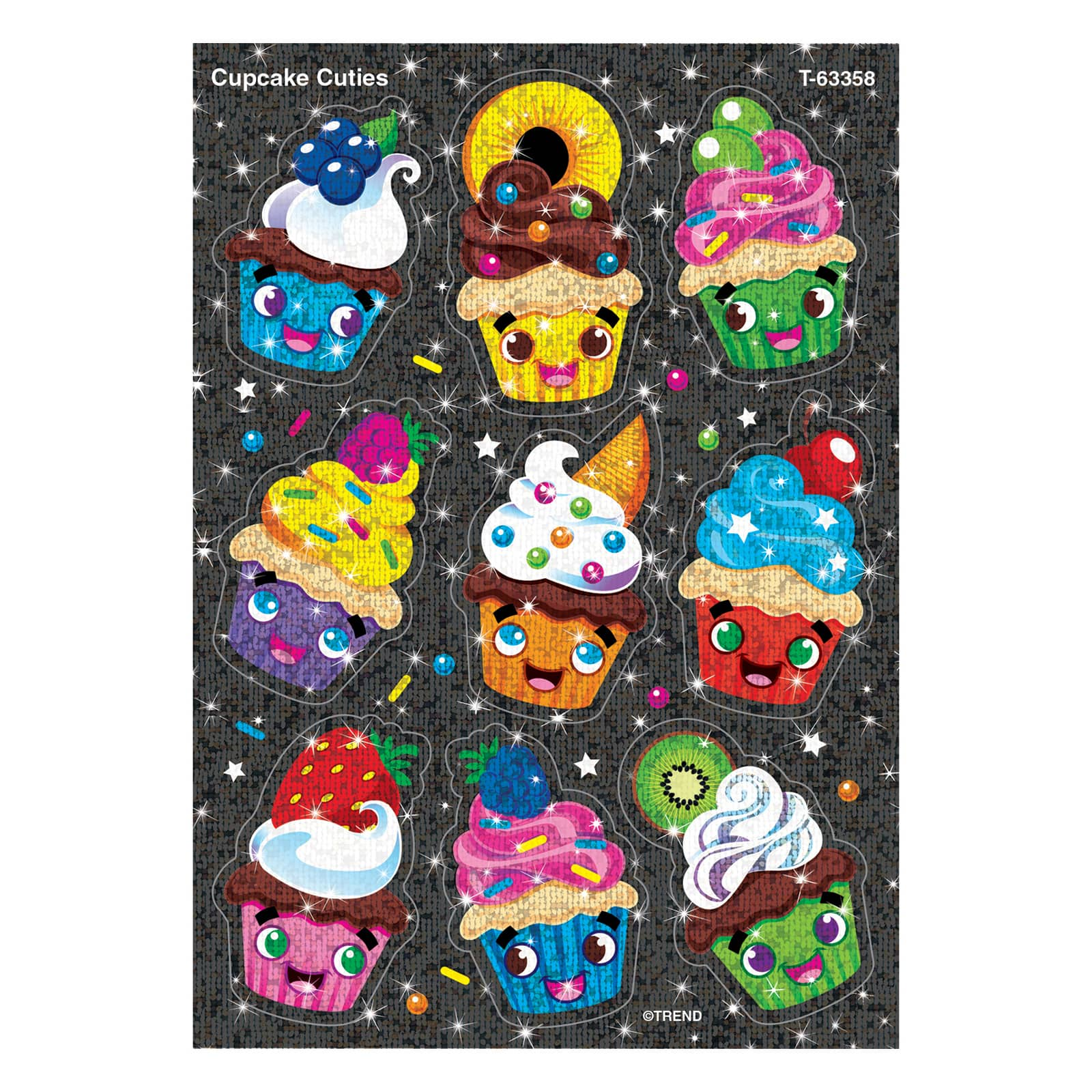 Trend Enterprises&#xAE; Cupcake Cuties Sparkle STICKERS&#xAE;, 6 Packs of 18