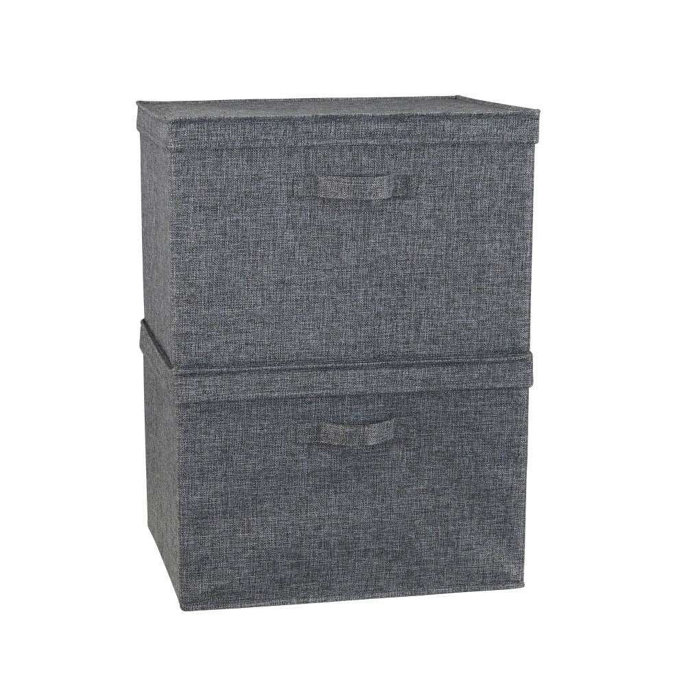 Household Essentials Canvas Storage Boxes with Lids, 2ct.
