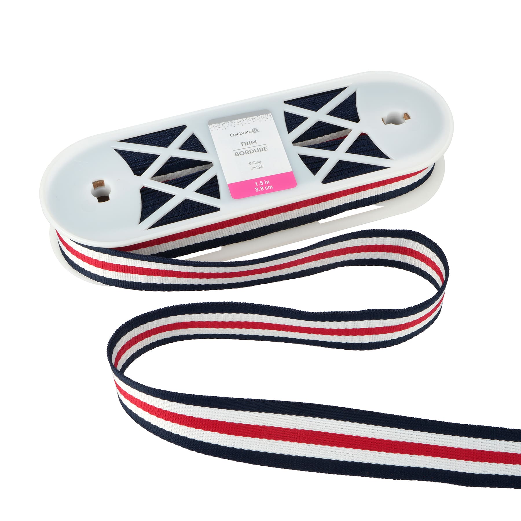 1.5&#x22; Black, White &#x26; Red Stripes Belting Trim by Celebrate It&#xAE;