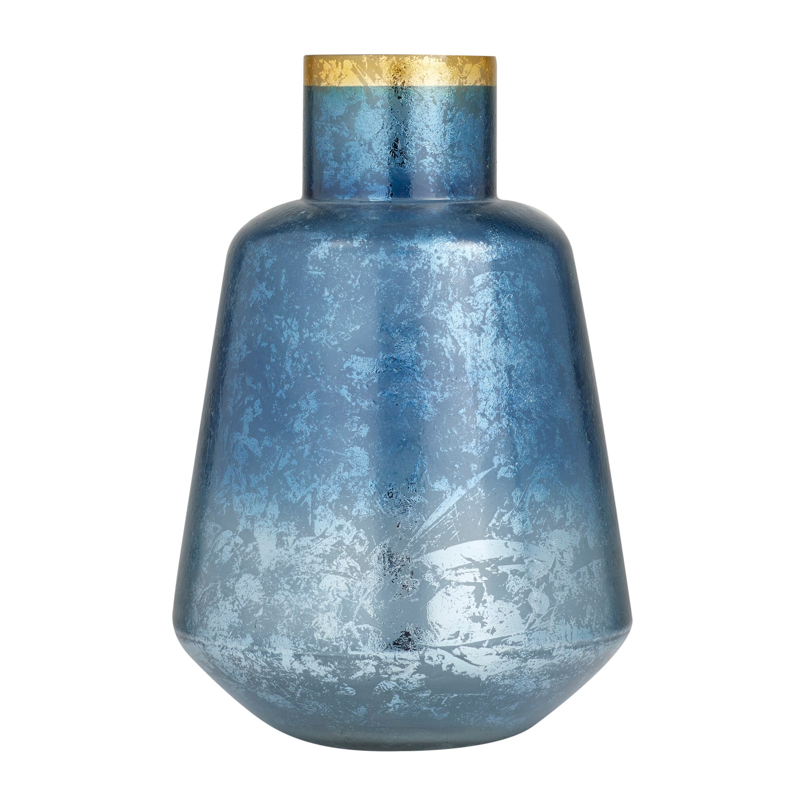 Blue Glass Coastal Vase, 14&#x22; x 10&#x22; x 10&#x22;