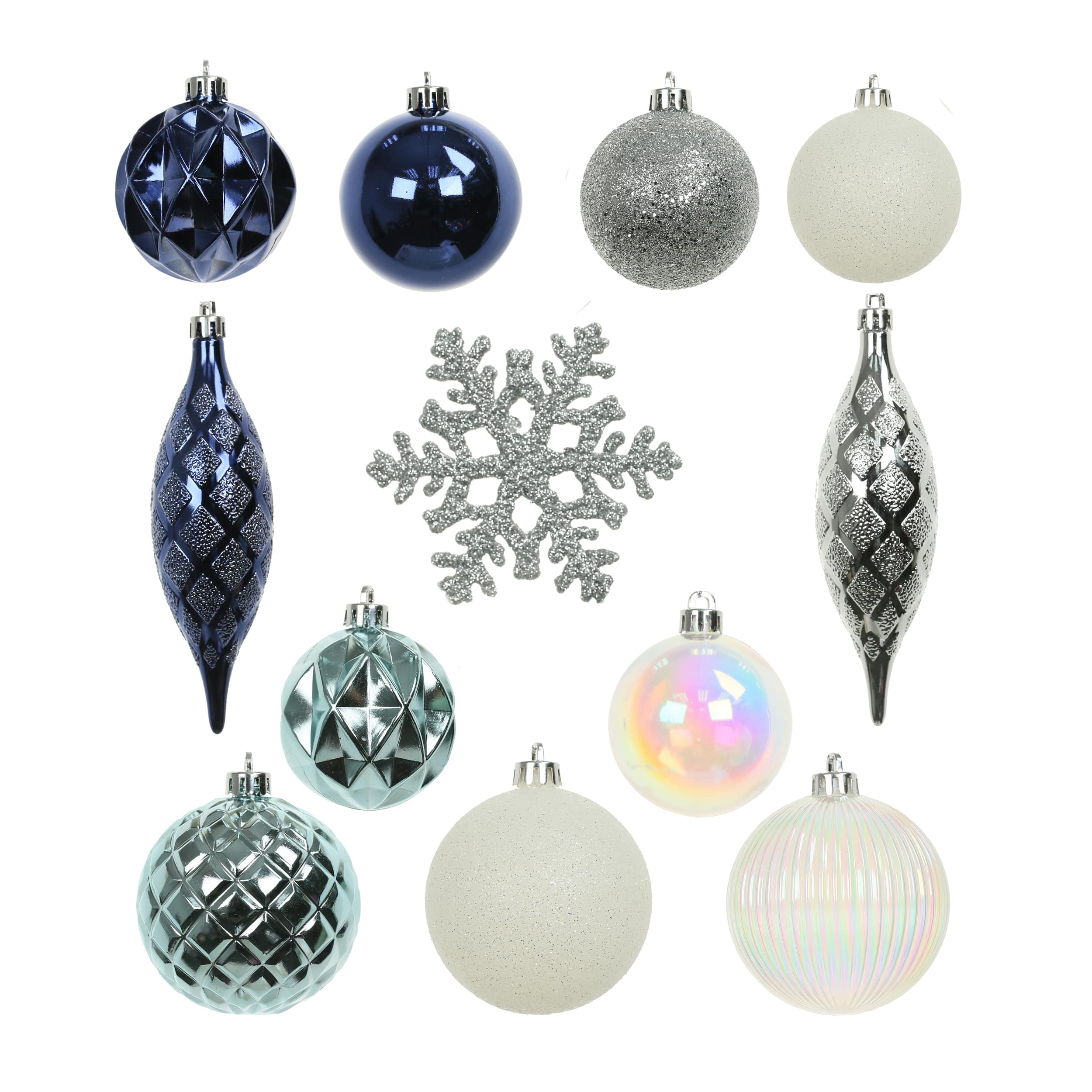 34 Pack Ball, Finial, &#x26; Snowflake Shatterproof Ornaments by Ashland&#xAE;