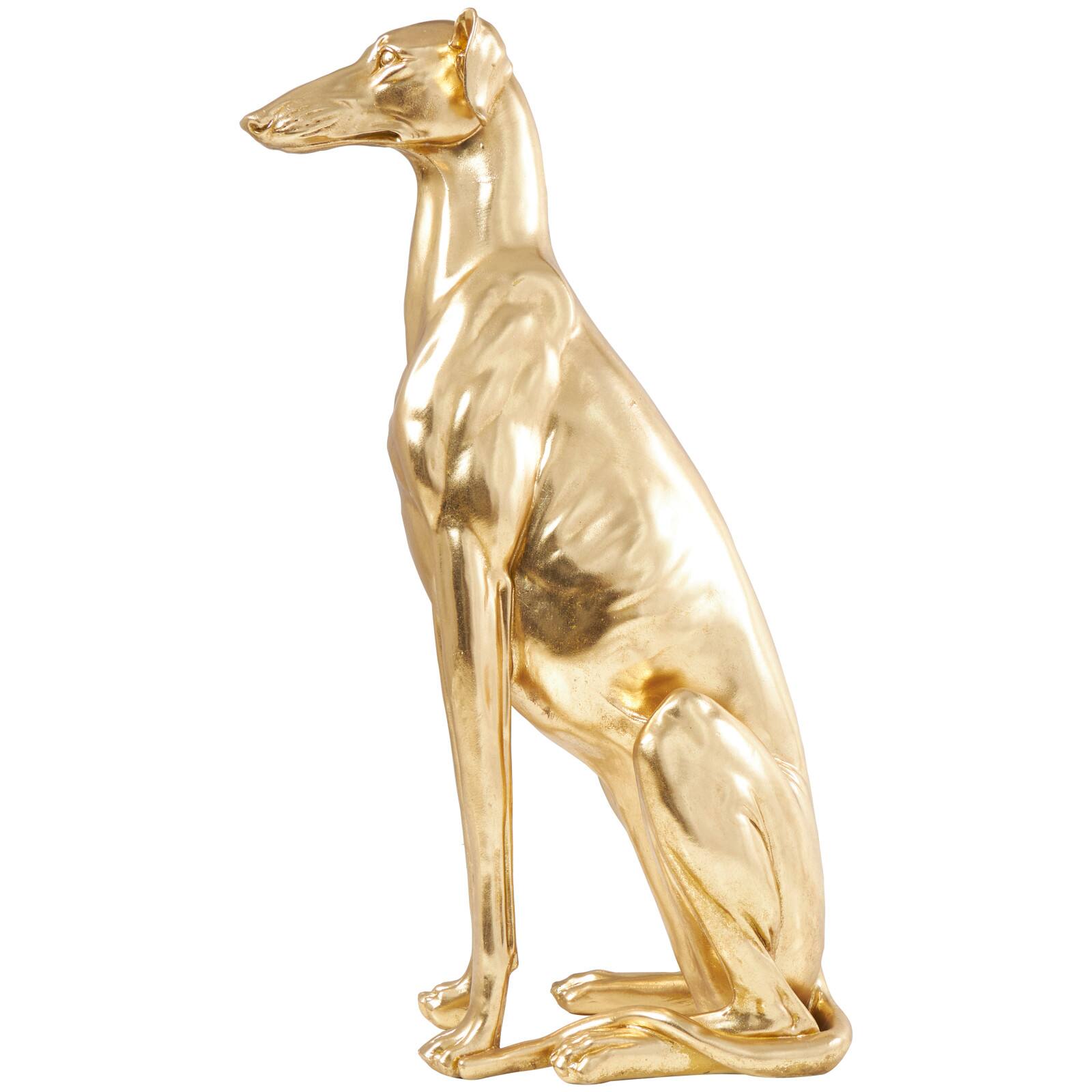32&#x22; Gold Dog Sitting Greyhound Sculpture