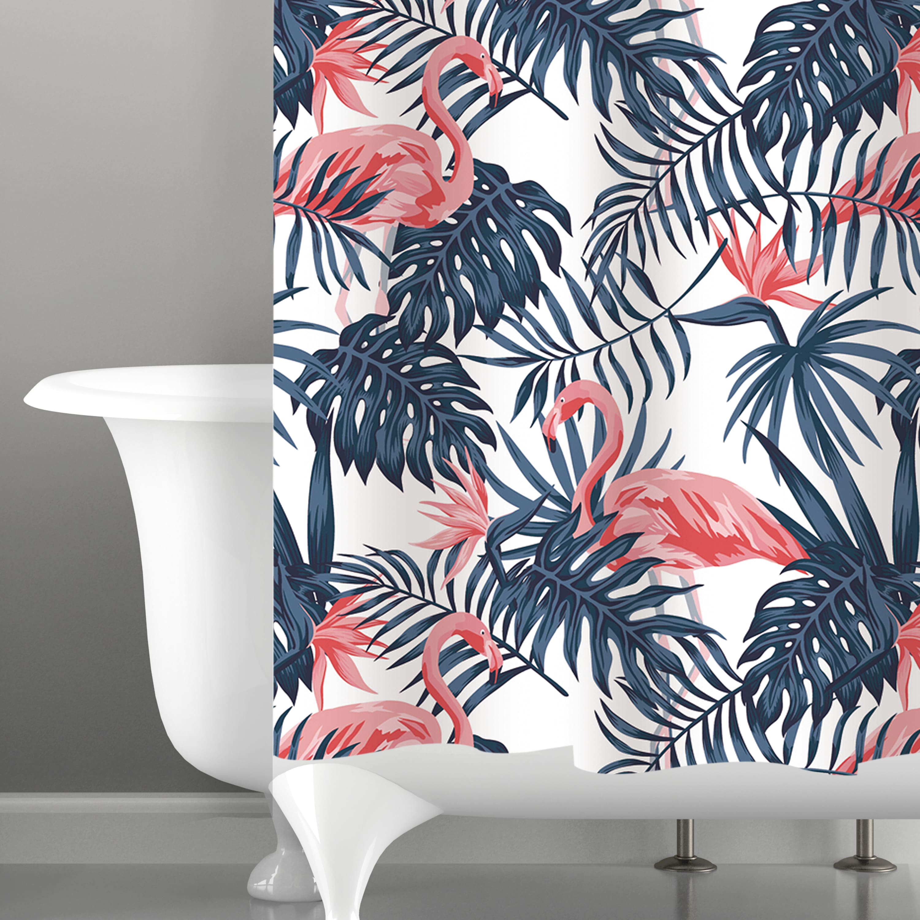 Bath Bliss Flamingo Design Shower Curtain