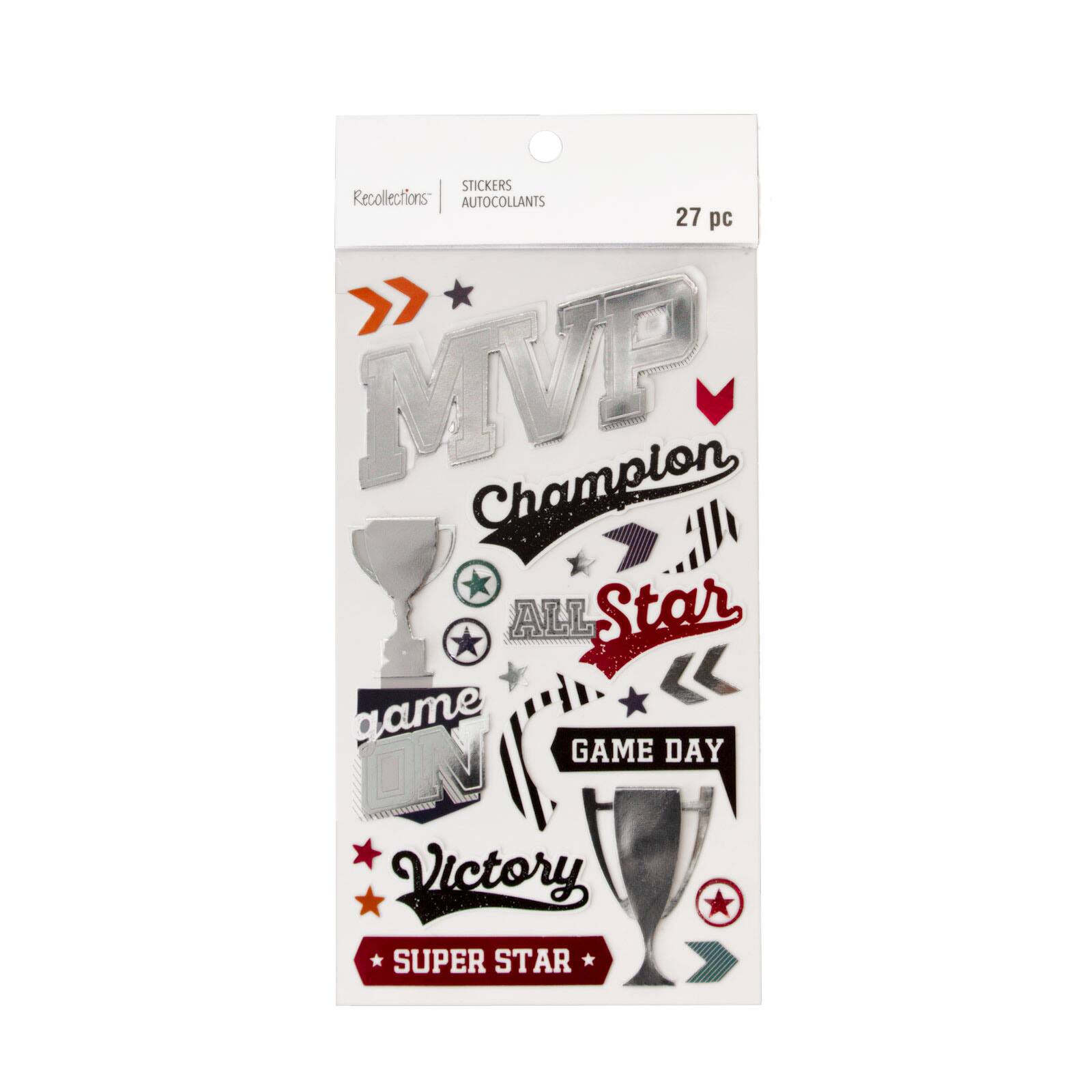 12 Pack: M.V.P. Sport Dimensional Stickers by Recollections™