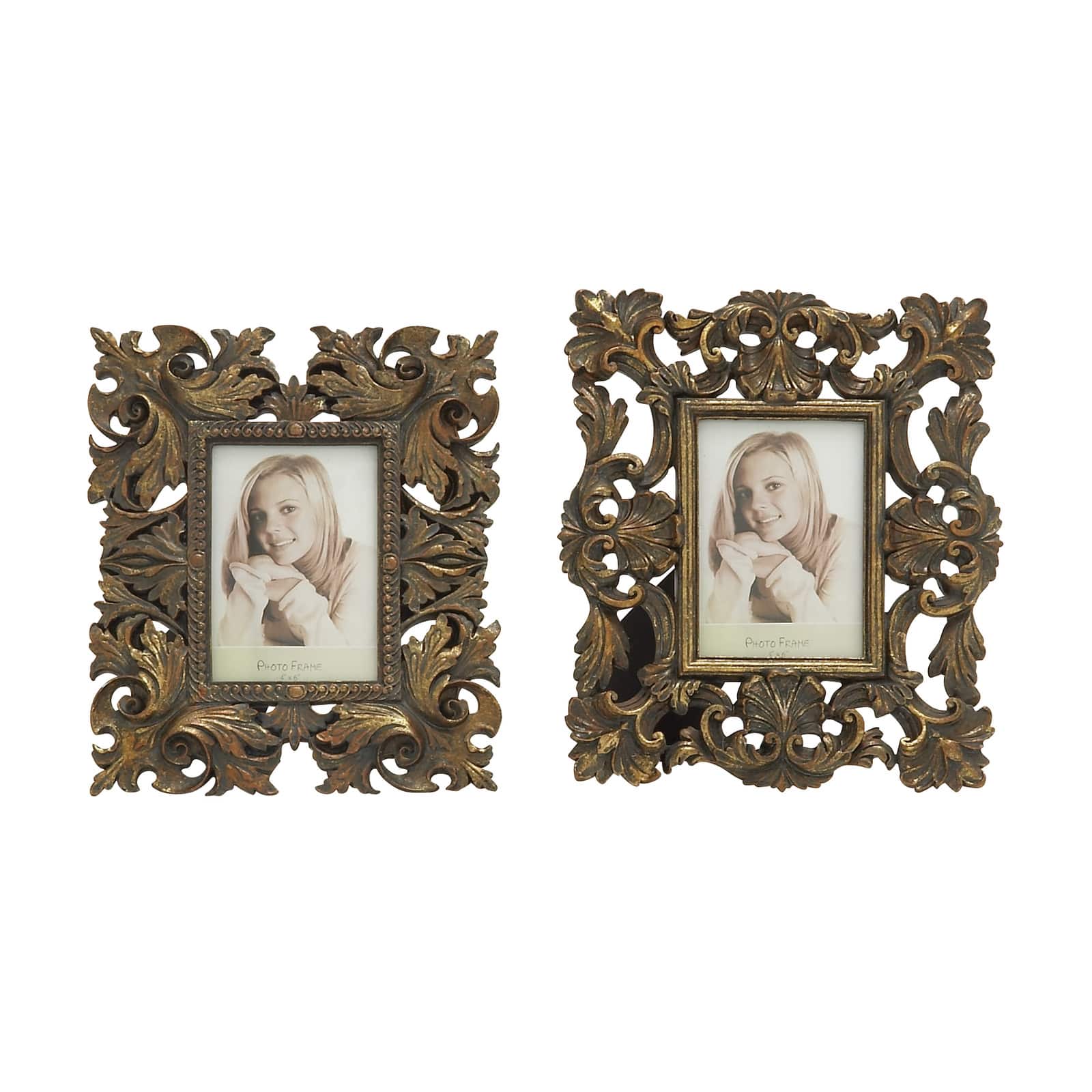 2 Pack Gold Polystone Traditional 4&#x22; x 6&#x22; Frames