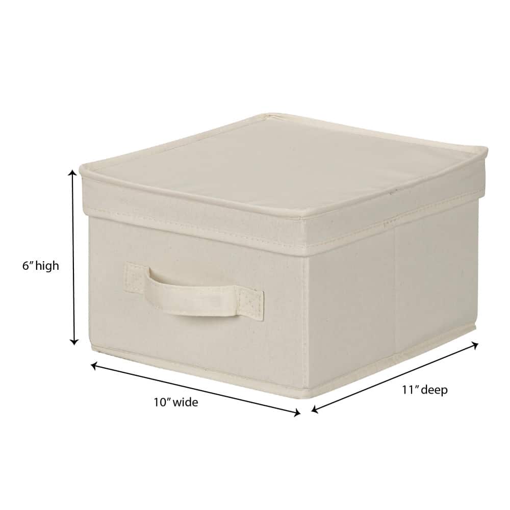 Household Essentials Medium Natural Canvas Storage Bin with Lid
