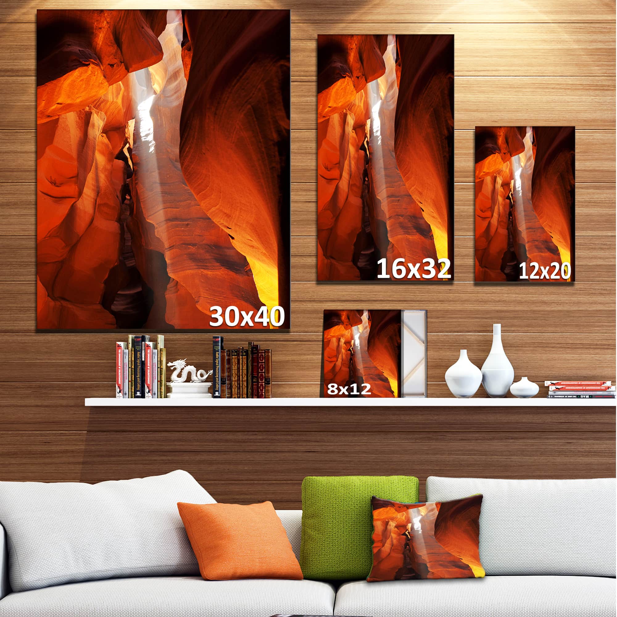 Designart - Antelope Canyon in Sunlight Rays - Oversized African Landscape Canvas Art