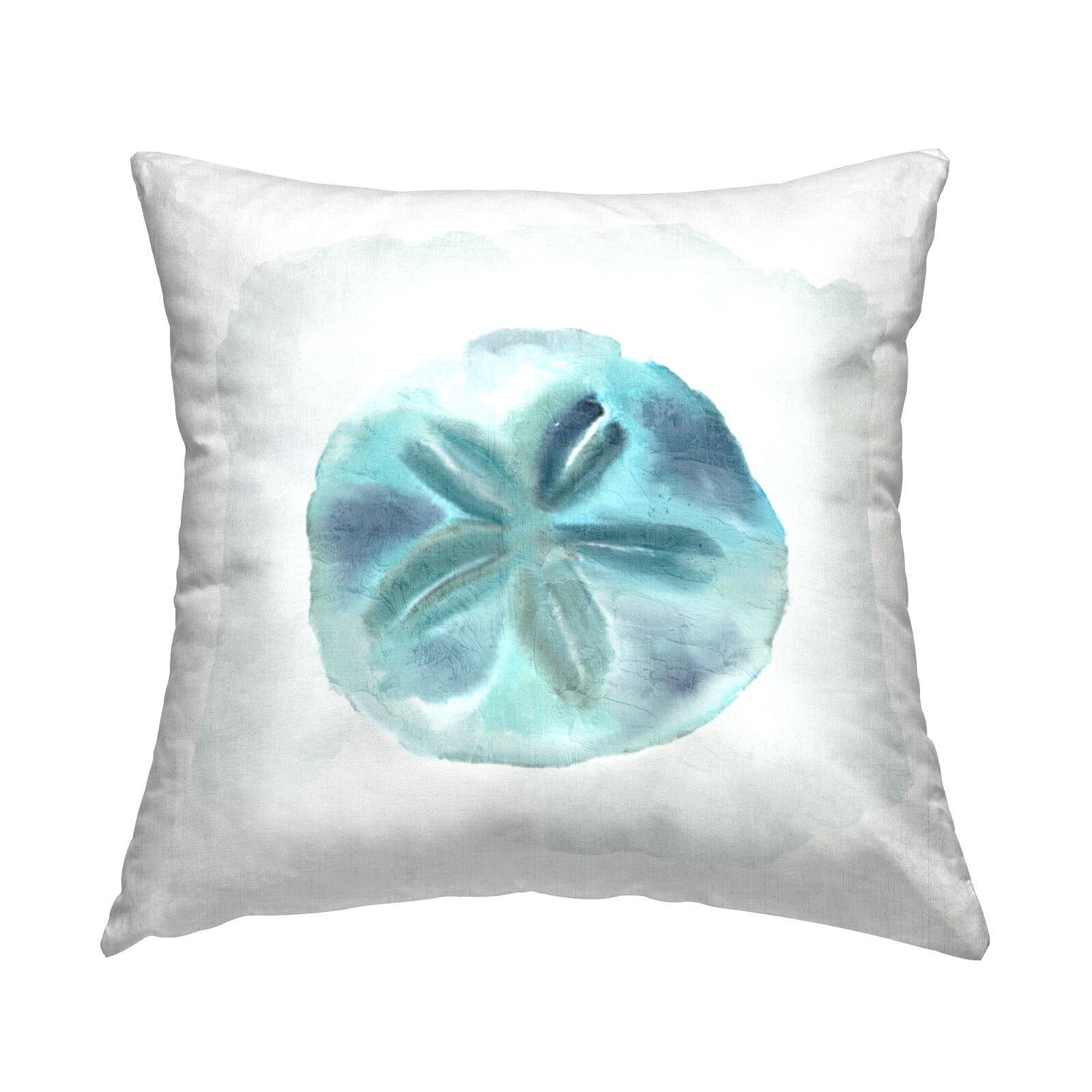 Stupell Industries Blue Sand Dollar Beach Sea Life Animal Throw Pillow, 18" x 18"